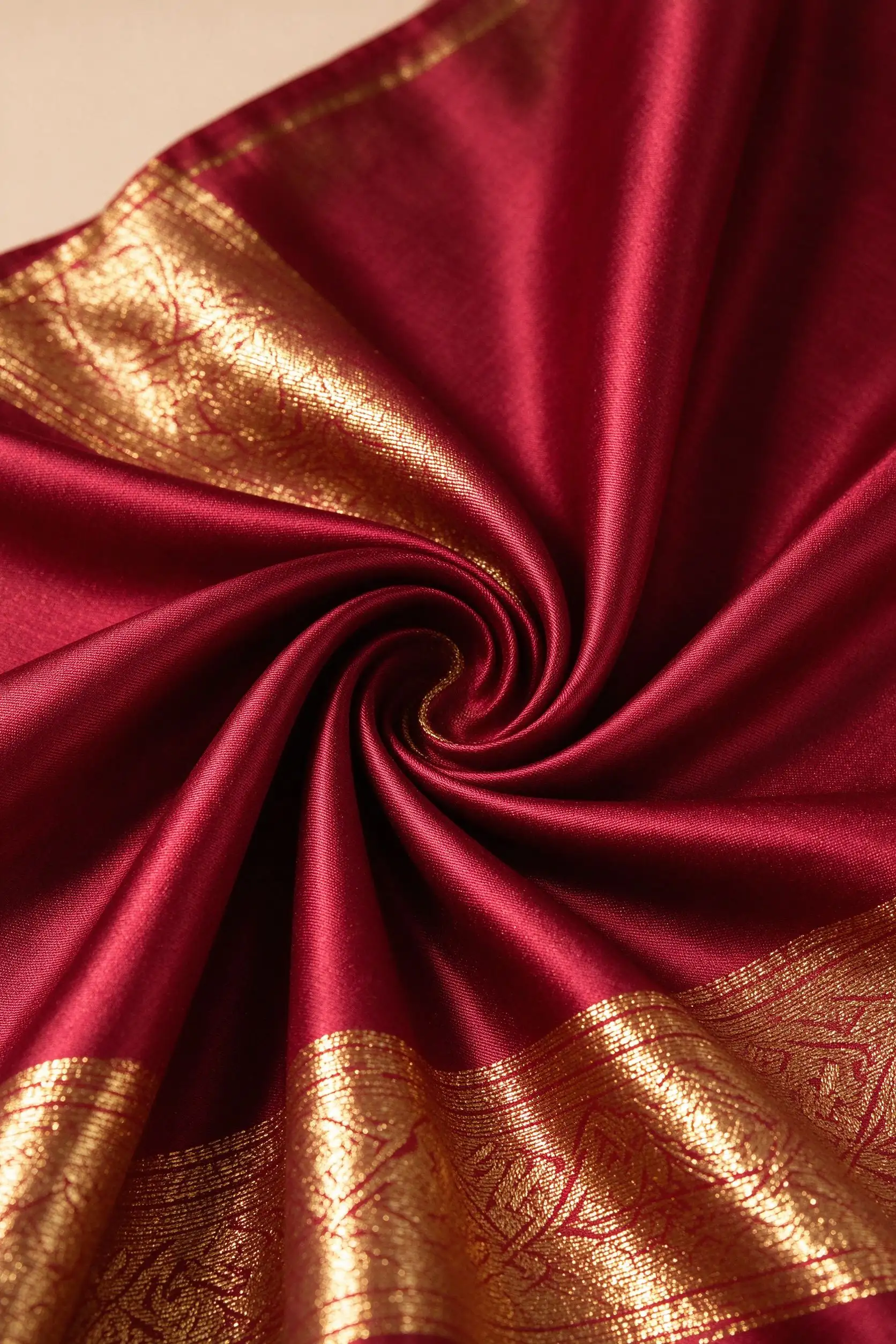 Wine Silk Saree with Zari Border - image 6