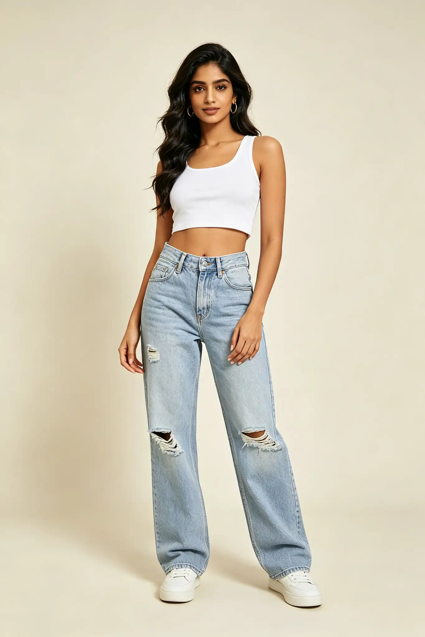 Distressed Mom Jeans - Light Wash - image 2