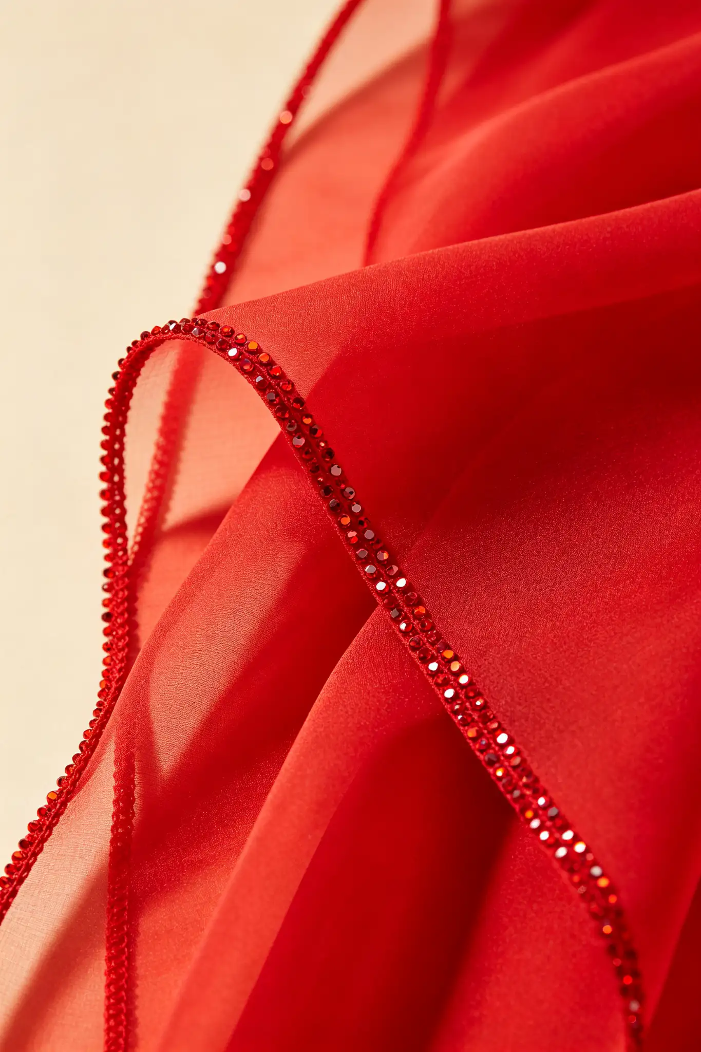 Chiffon Embroidered Dupatta - Red - image 5