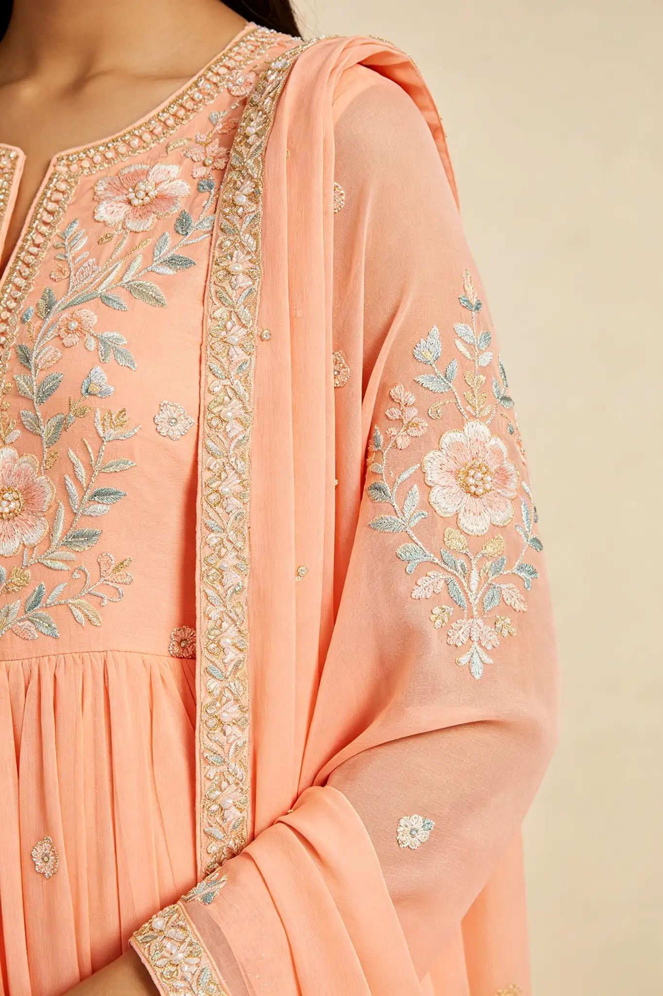 Peach Anarkali Suit - Reception - image 6