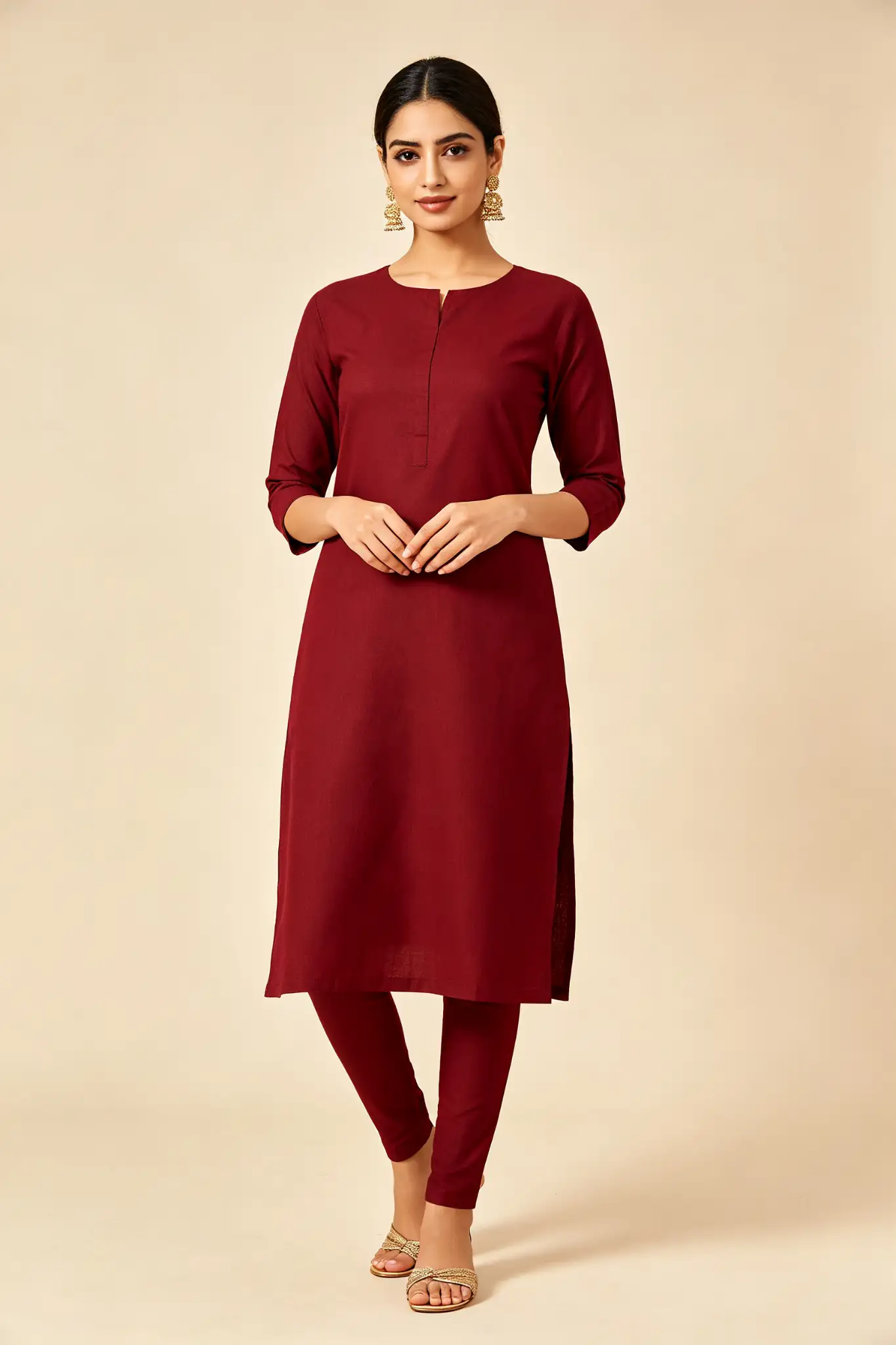 Maroon Churidar - Cotton - image 2