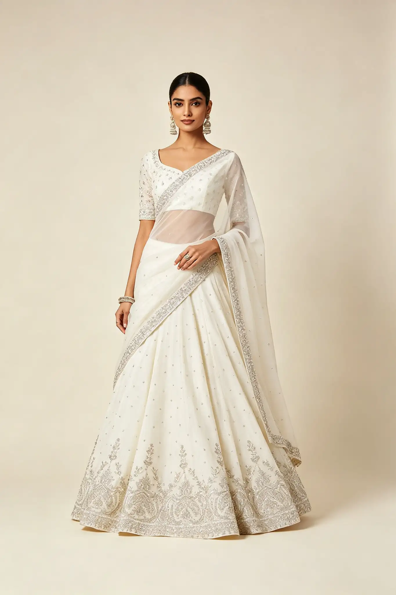 Ivory White Lehenga - Minimal - image 3