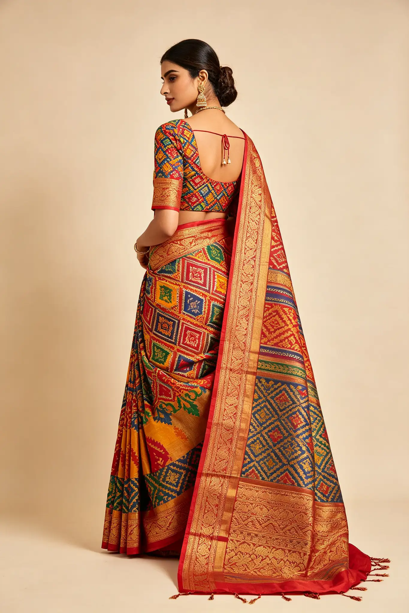 Patola Silk Saree - Multicolor - image 4