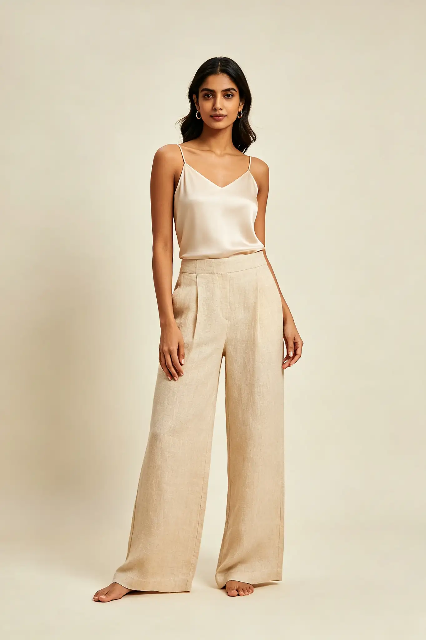 Beige Linen Wide Pants - Premium - image 2