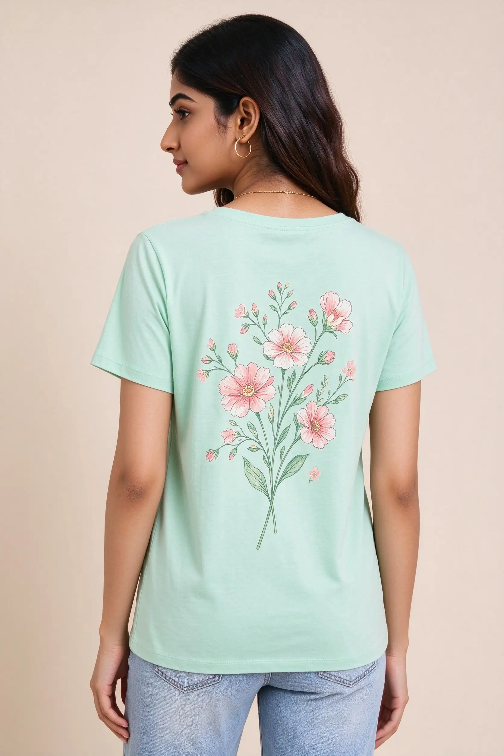 Green Floral Print T-Shirt - image 4