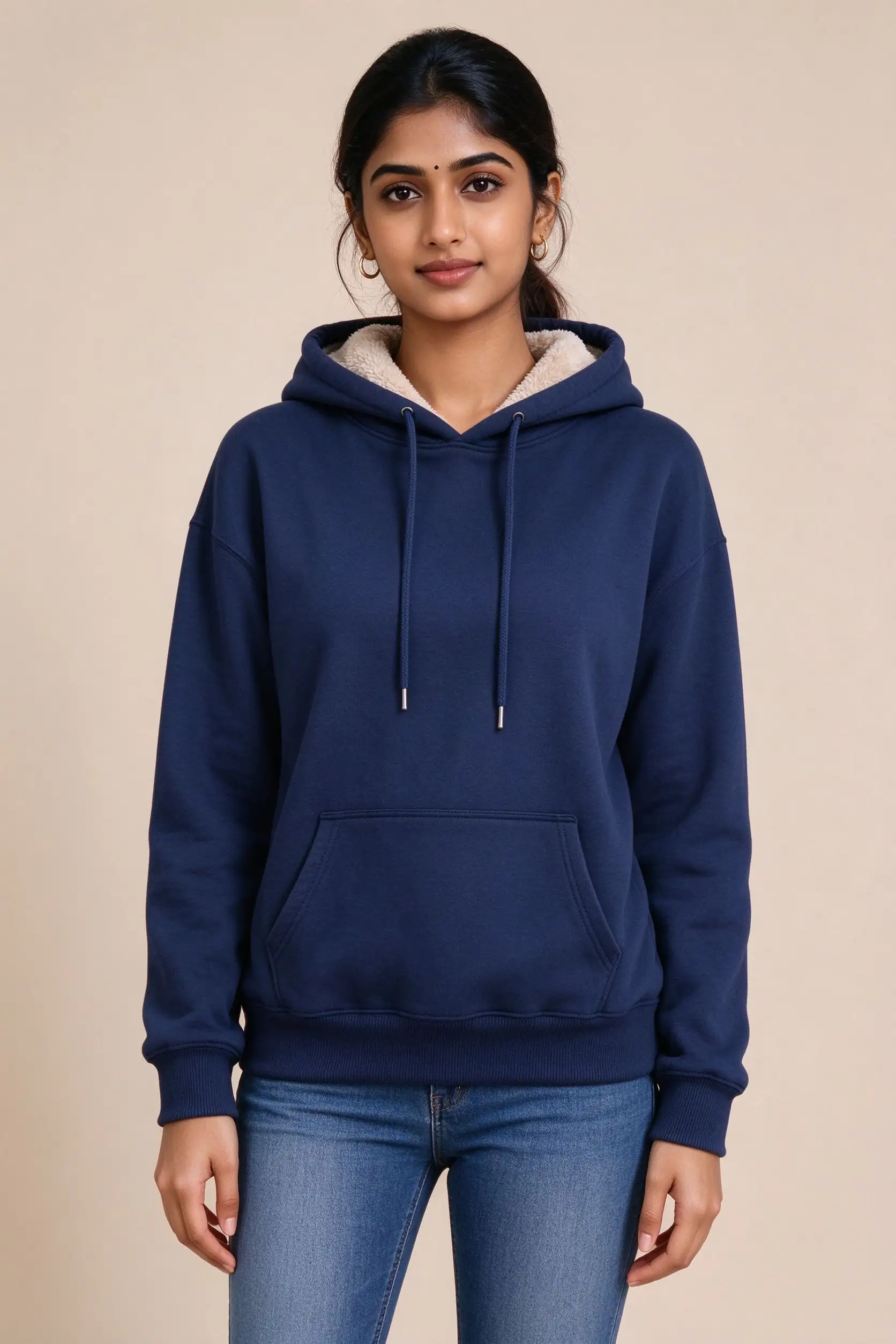 Navy Blue Fleece Hoodie - Winter - image 2