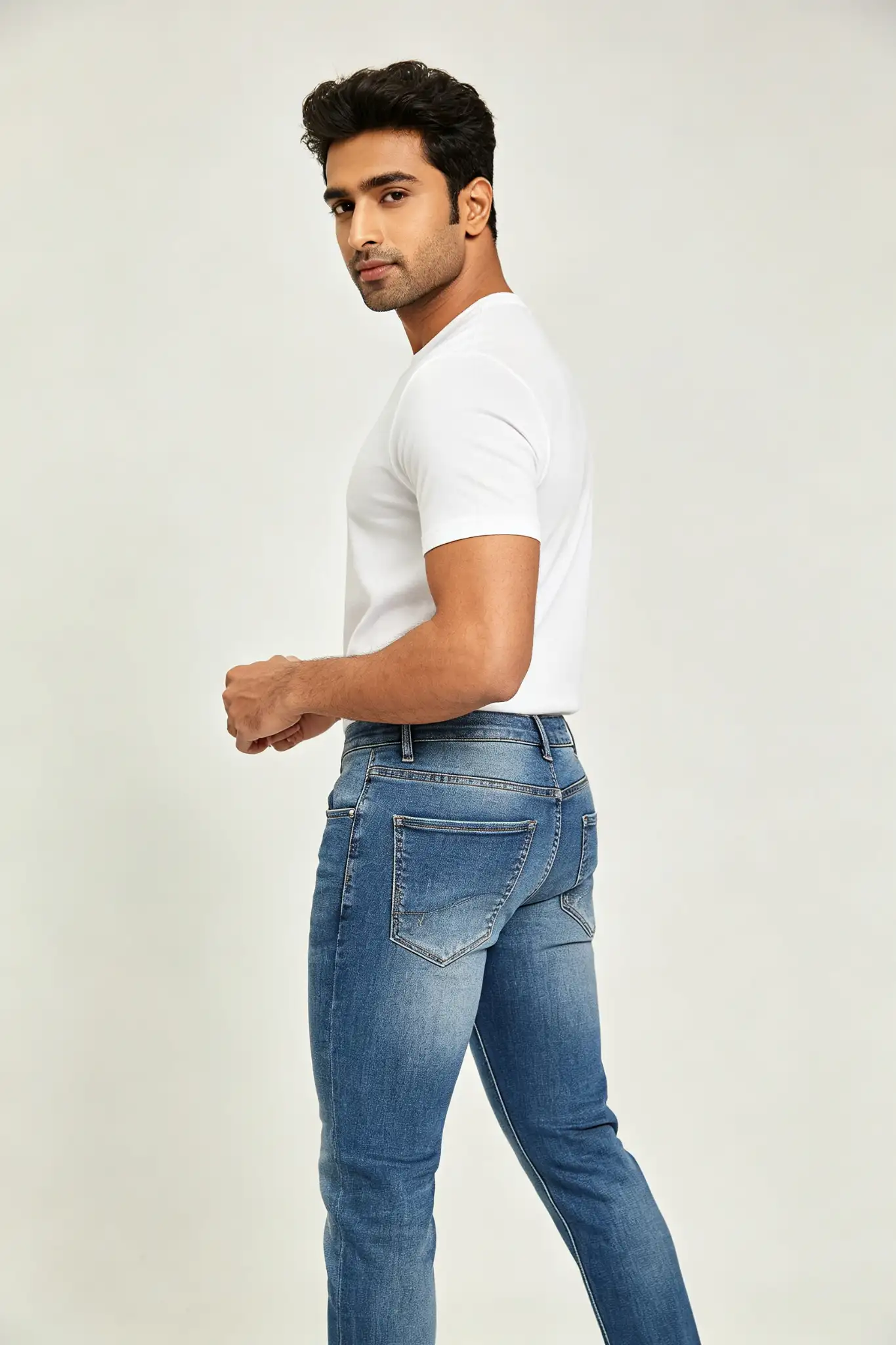 Blue Washed Tapered Fit Jeans - image 3