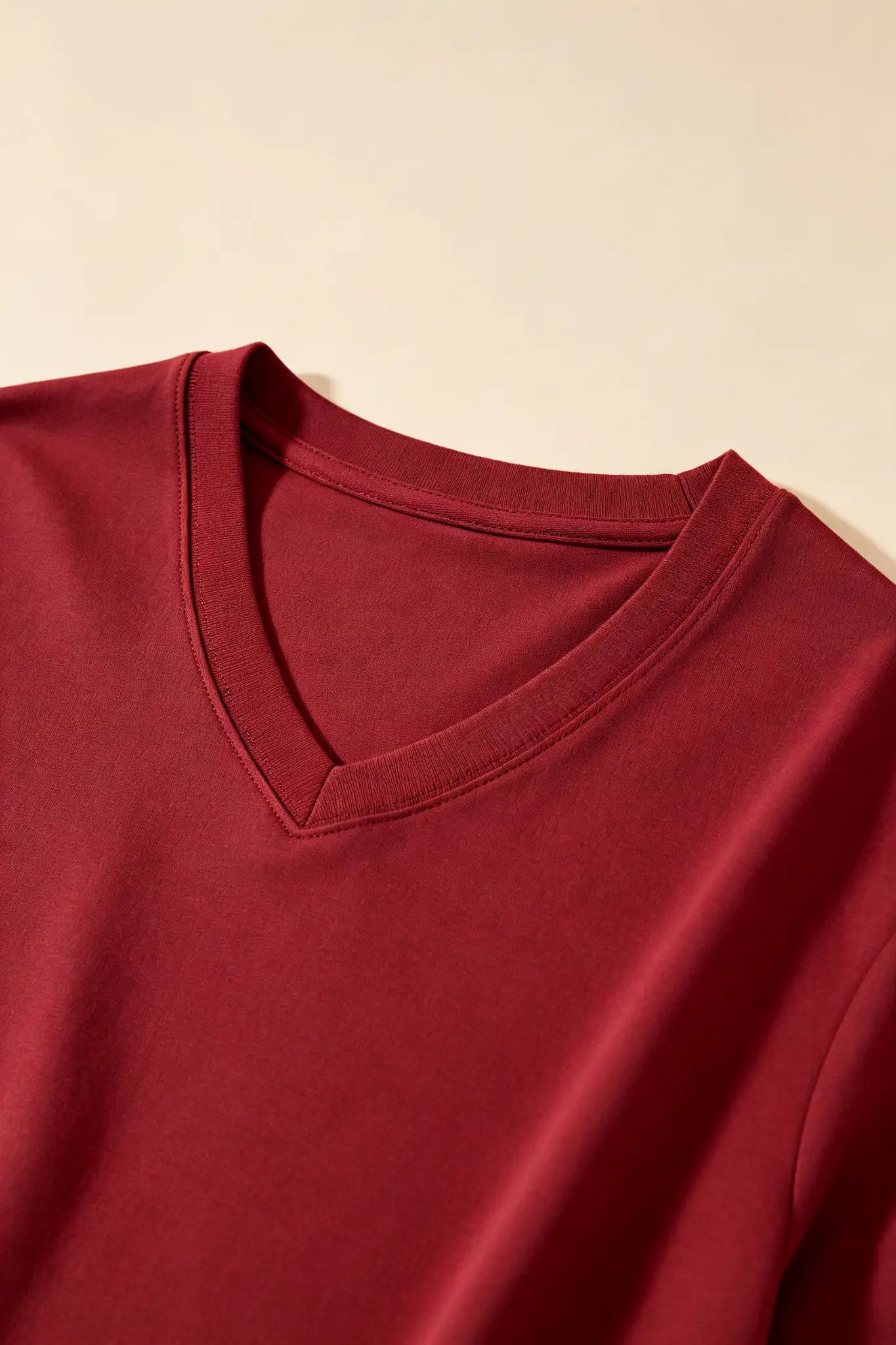 Maroon V-Neck T-Shirt - Slim Fit - image 6