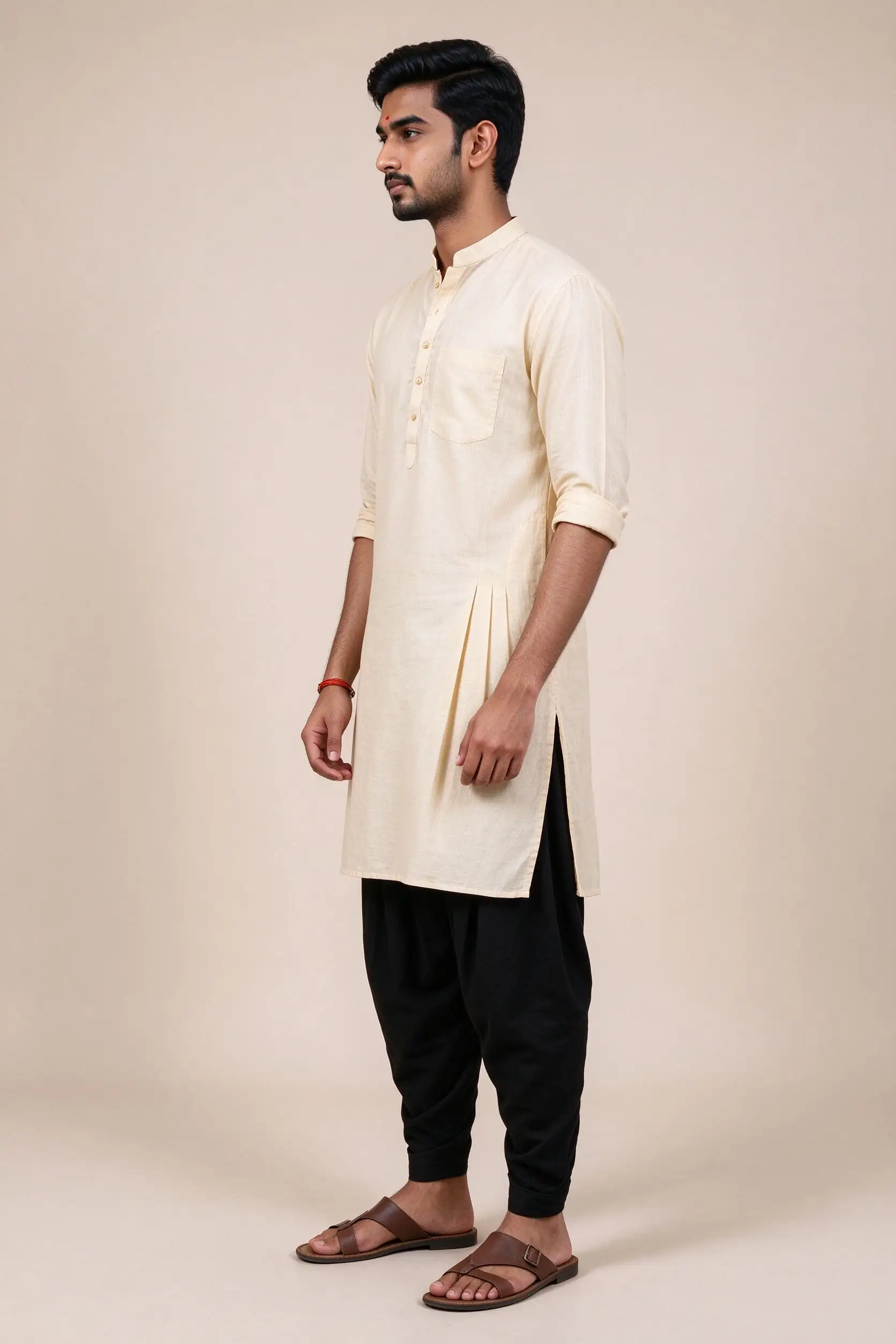 Black Cotton Dhoti Pants - Slim Fit - image 2