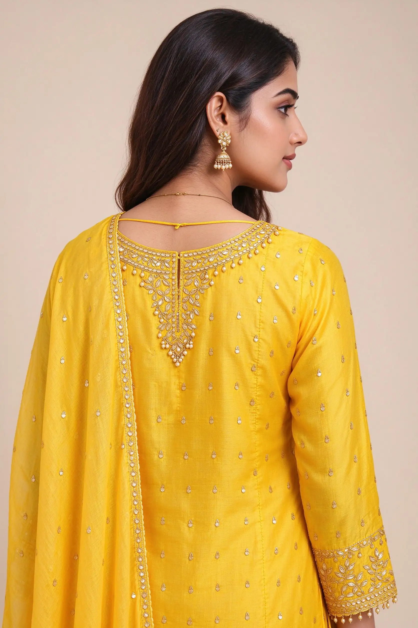 Yellow Festive Silk Suit - Haldi Special - image 5