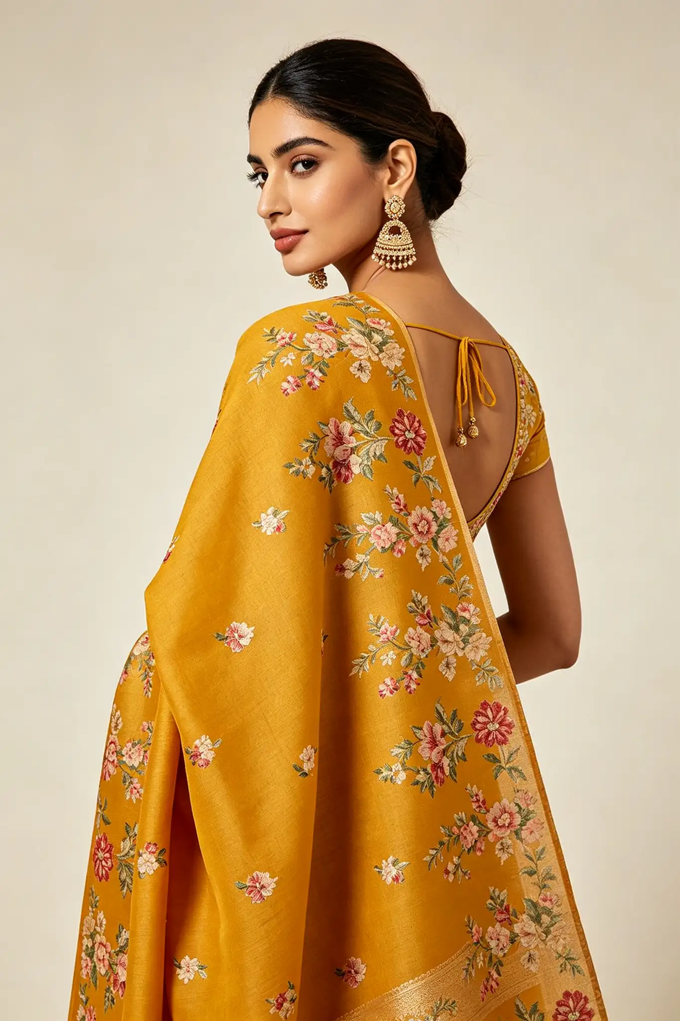 Cotton Silk Printed Dupatta - Mustard - image 4