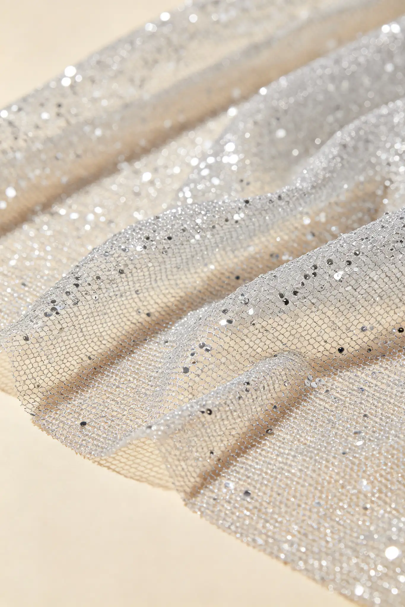 Sequined Net Dupatta - Silver - image 5