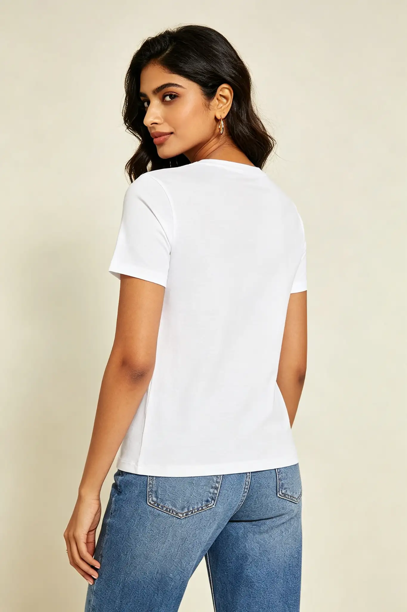 Cotton Round Neck T-Shirt - White - image 4