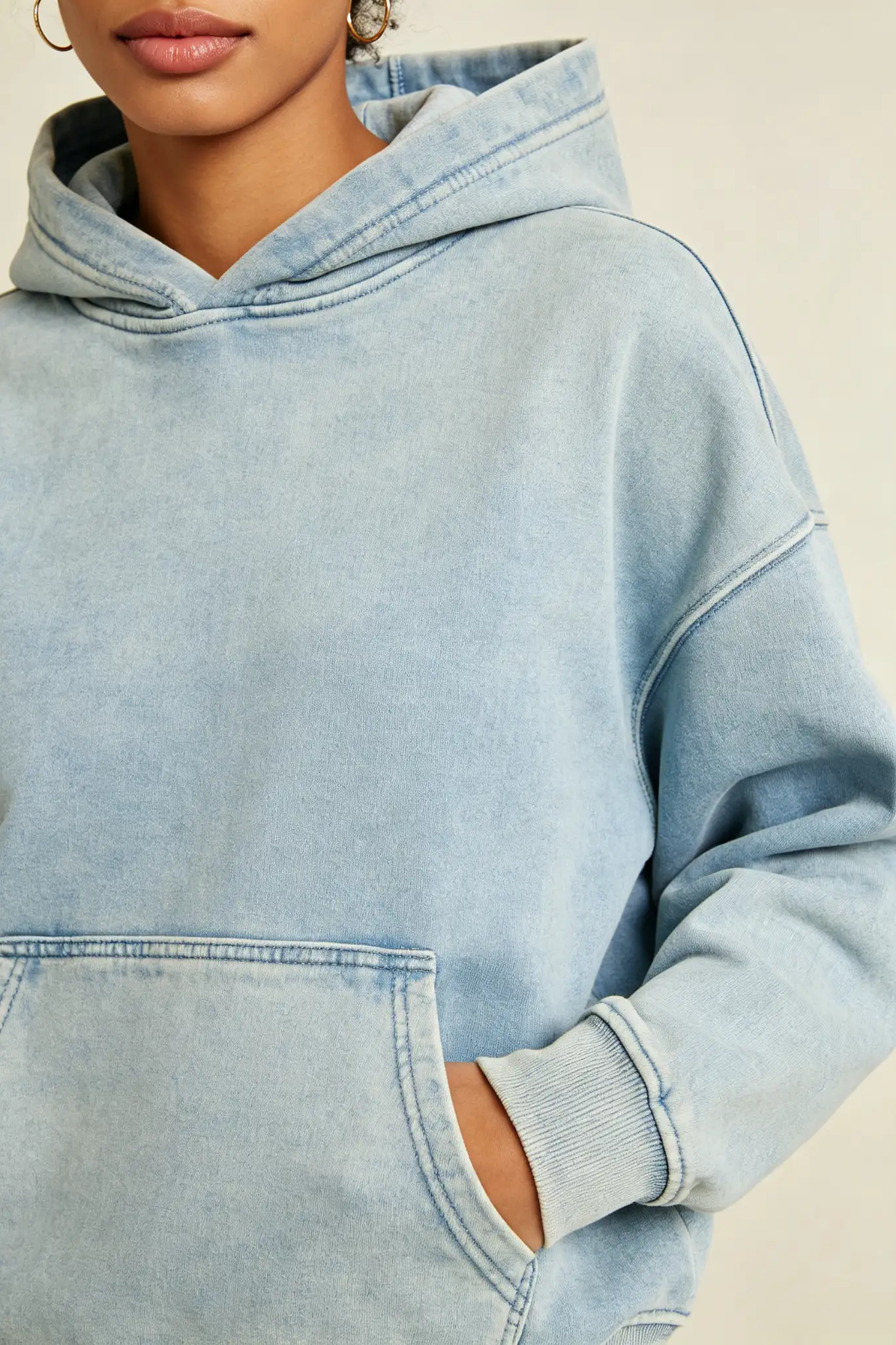 Light Blue Wash Effect Hoodie - image 6
