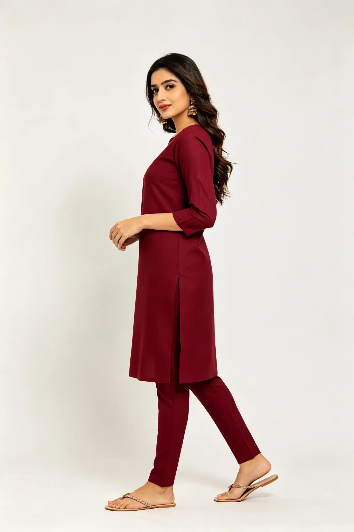 Maroon Churidar - Cotton - image 3