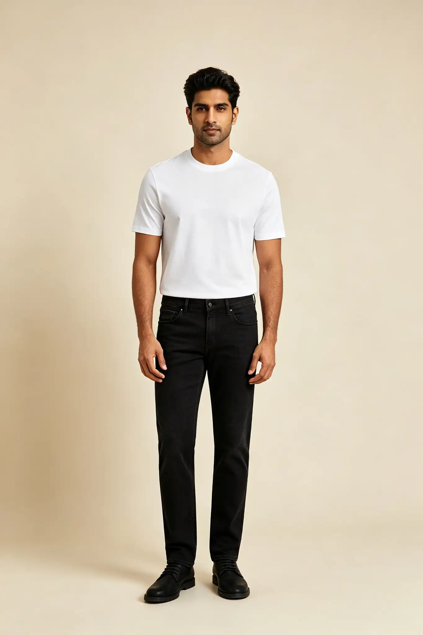 Black Straight Fit Jeans - Washed - image 2