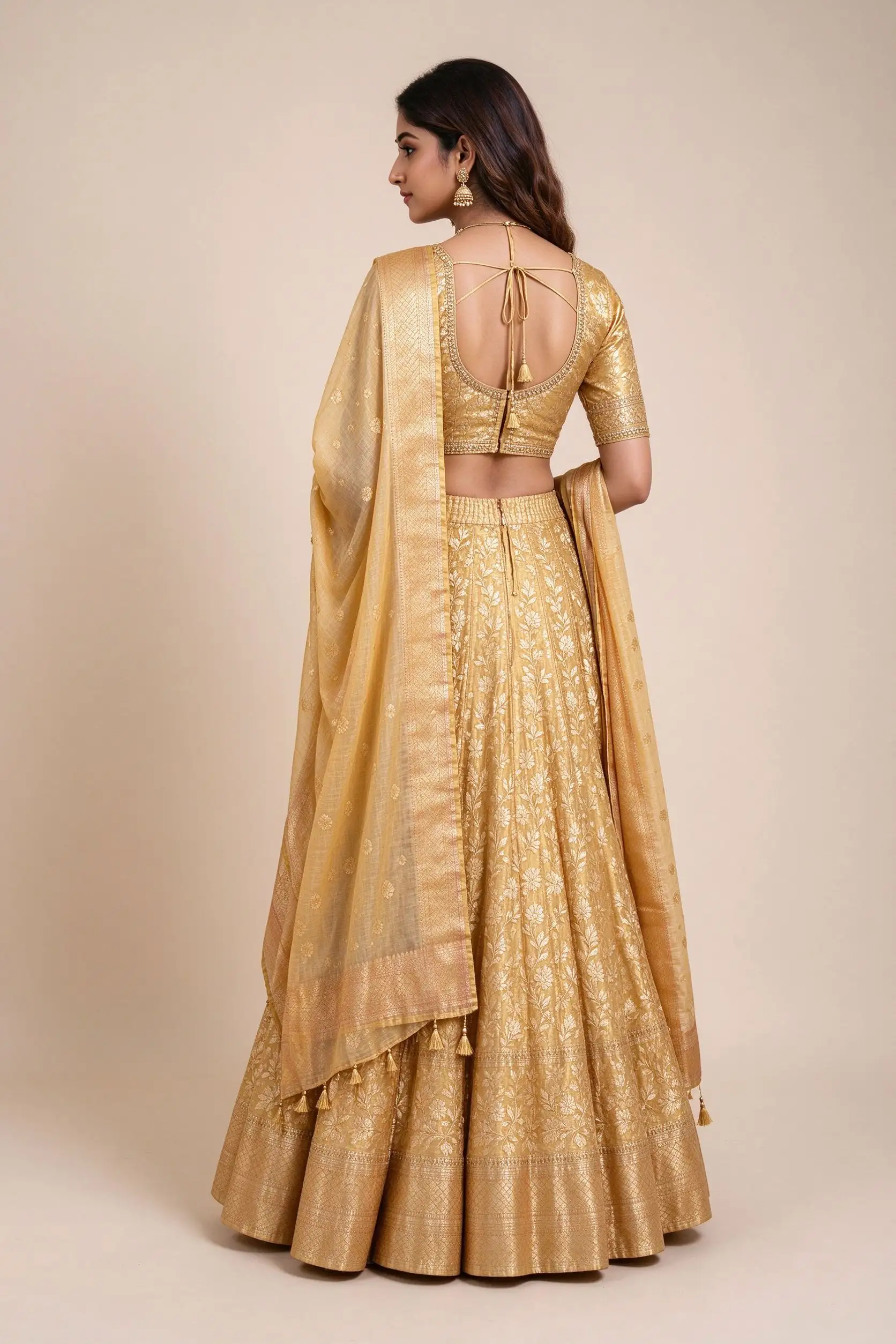 Gold & Cream Banarasi Lehenga - image 4
