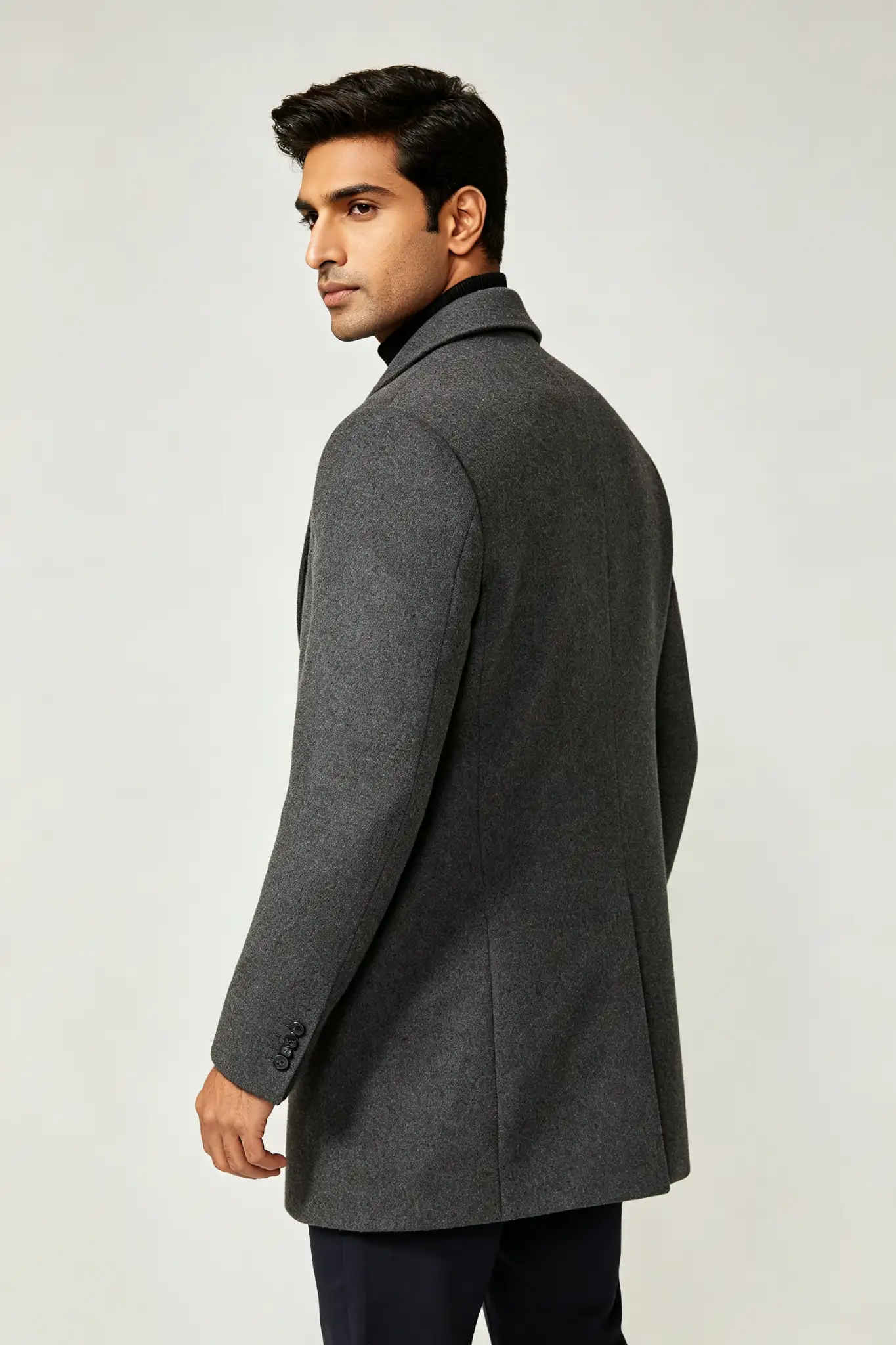 Charcoal Grey Wool Blend Overcoat - image 3