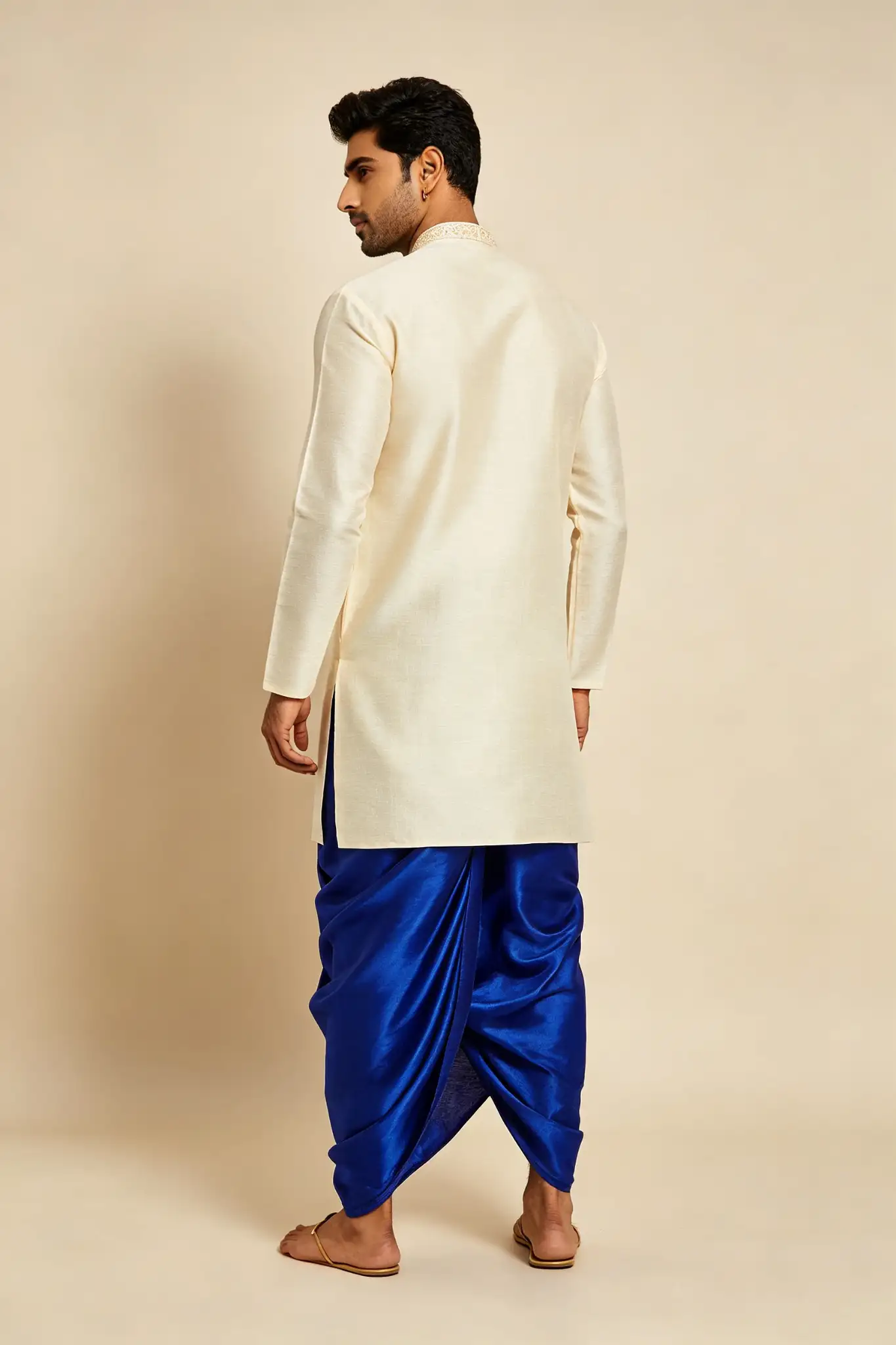 Royal Blue Silk Blend Lungi - Premium - image 4