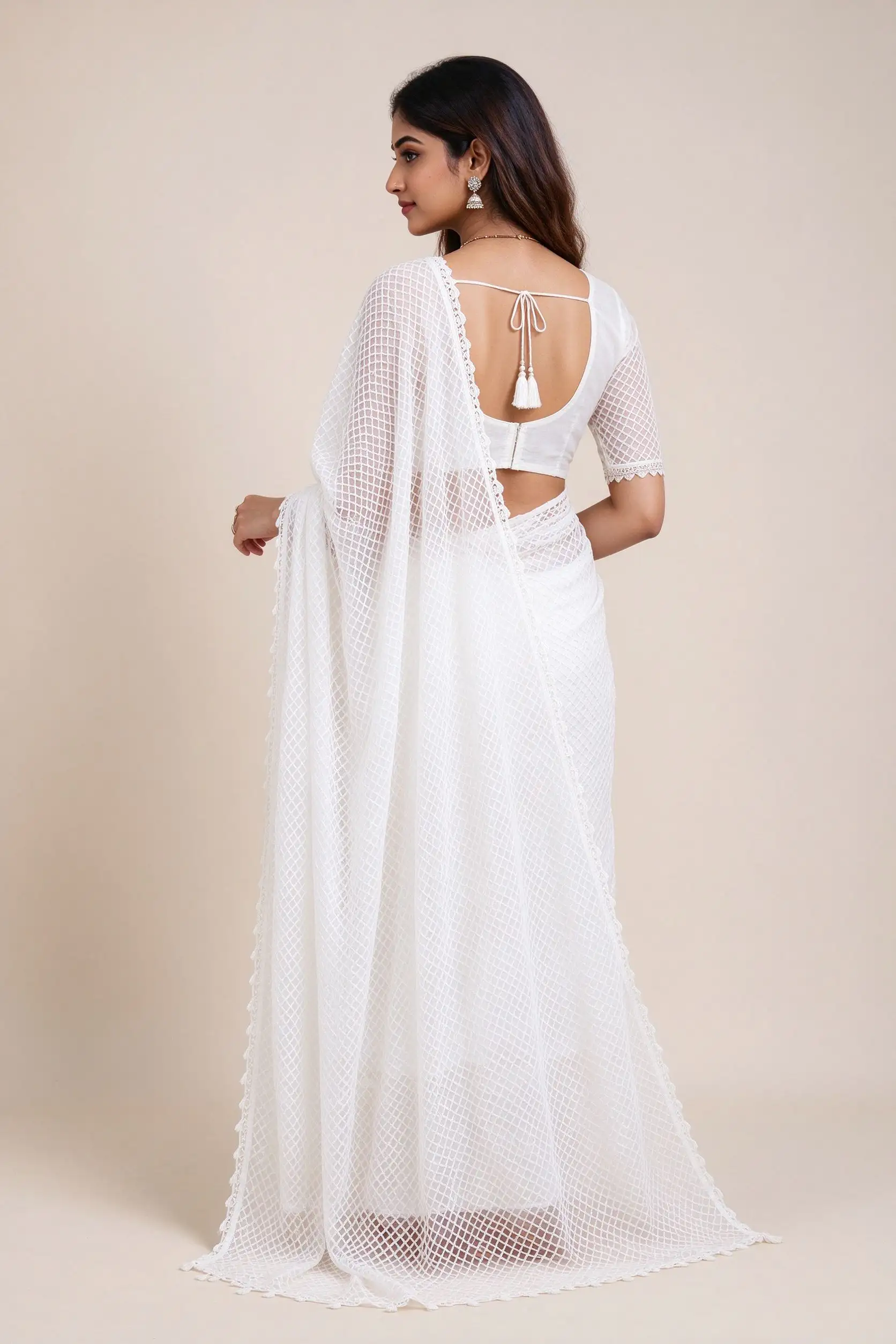 Net Embroidered Dupatta - White - image 4