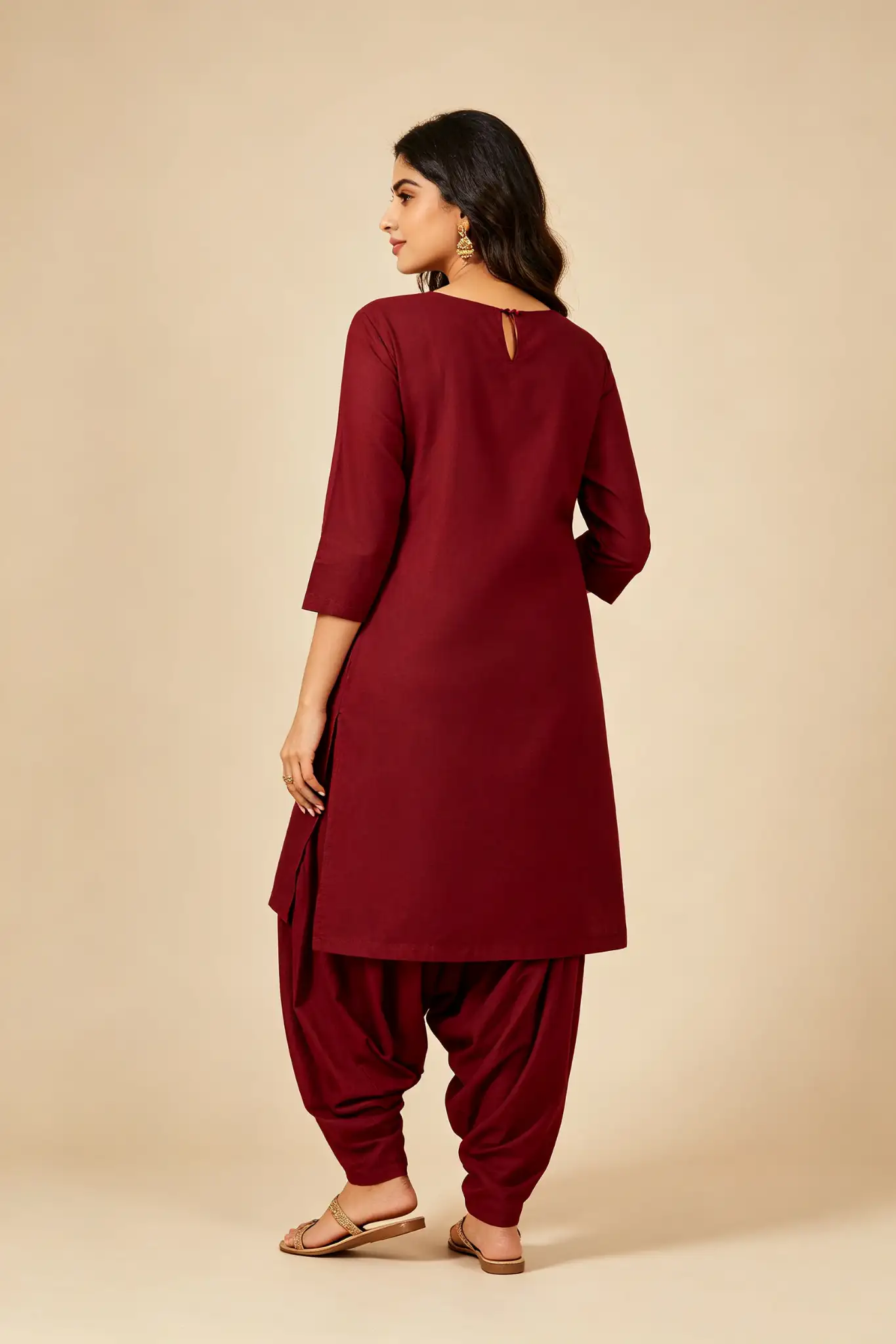 Maroon Churidar - Cotton - image 4