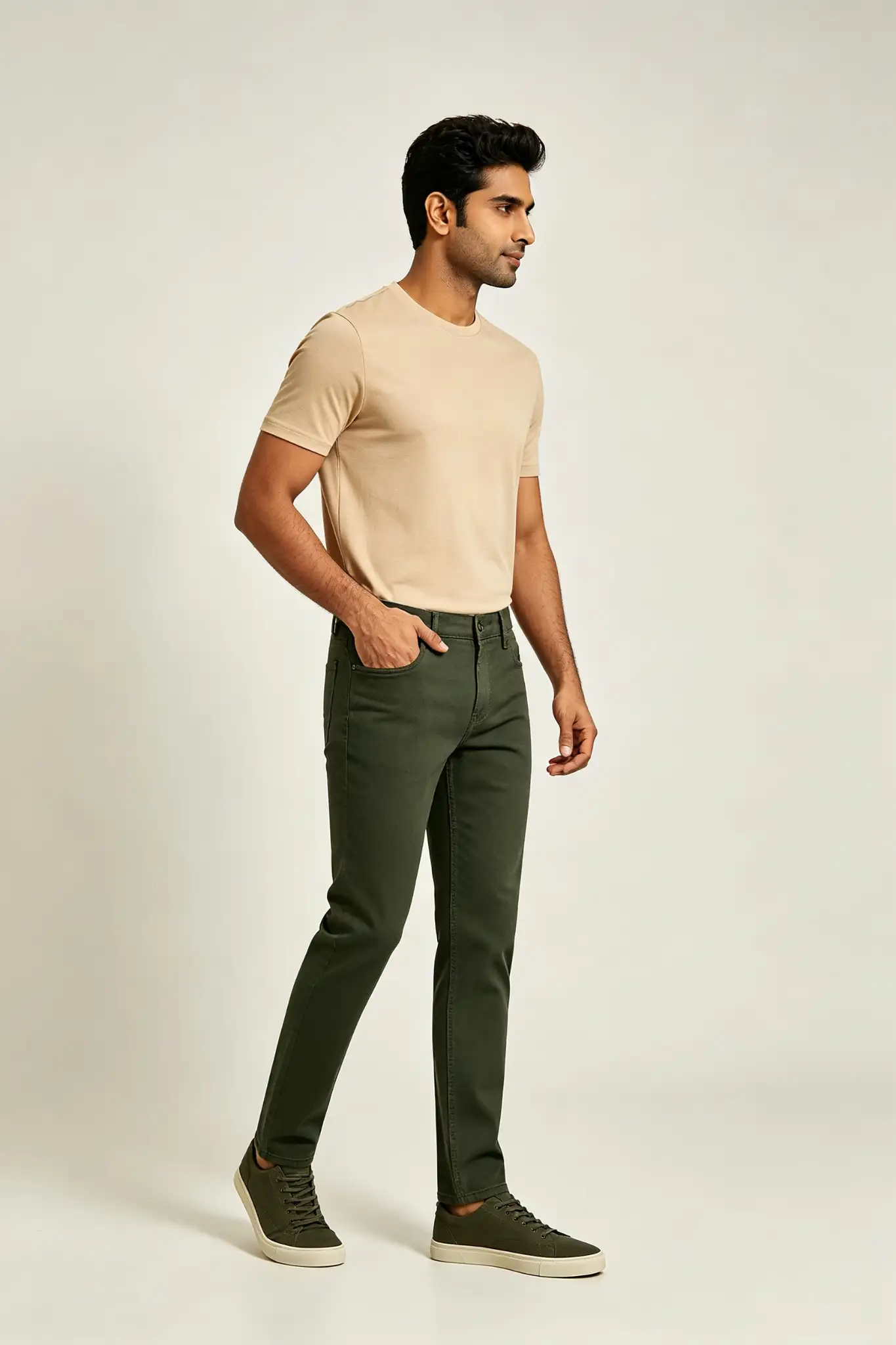Dark Green Slim Fit Chino Jeans - image 3
