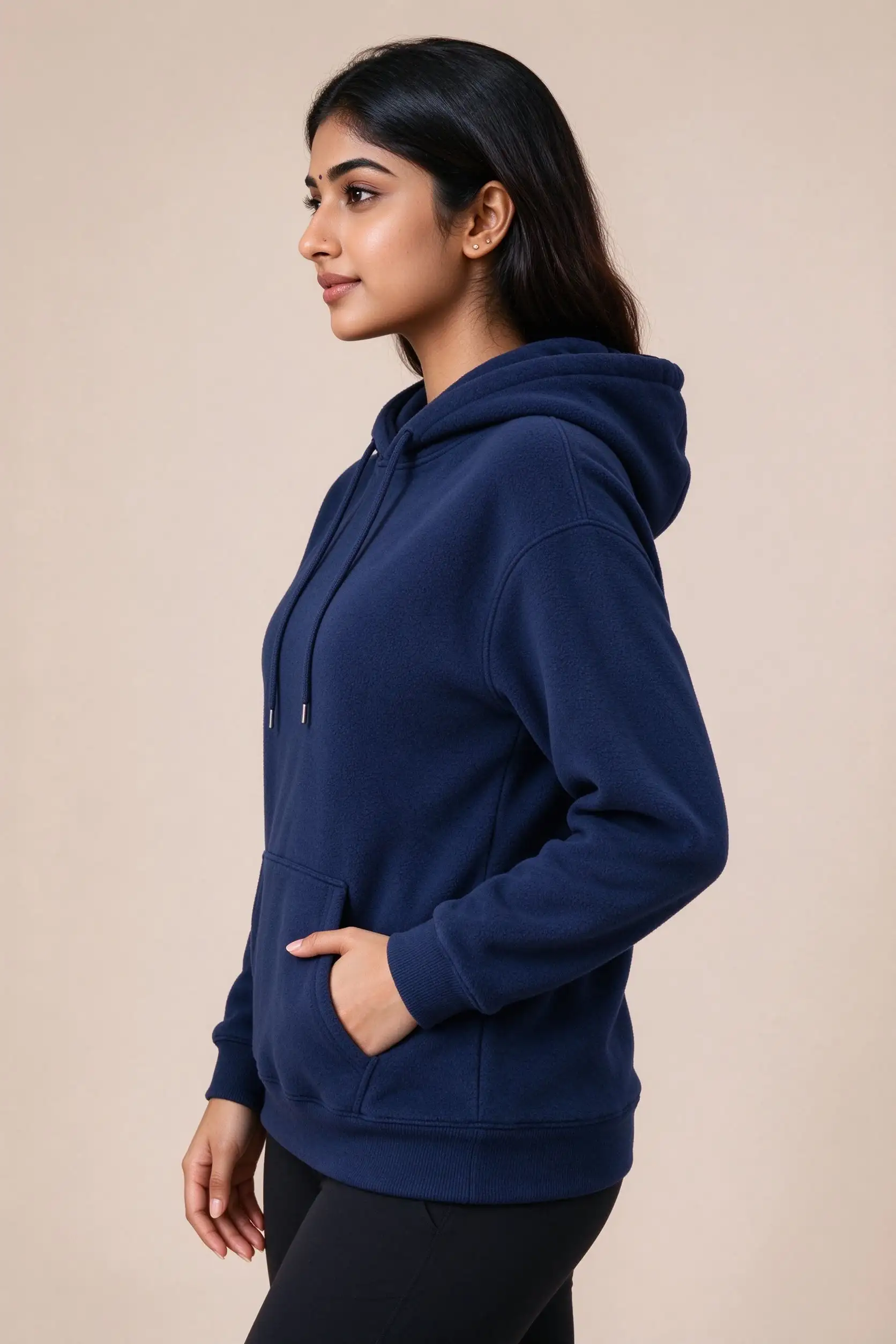 Navy Blue Fleece Hoodie - Winter - image 3