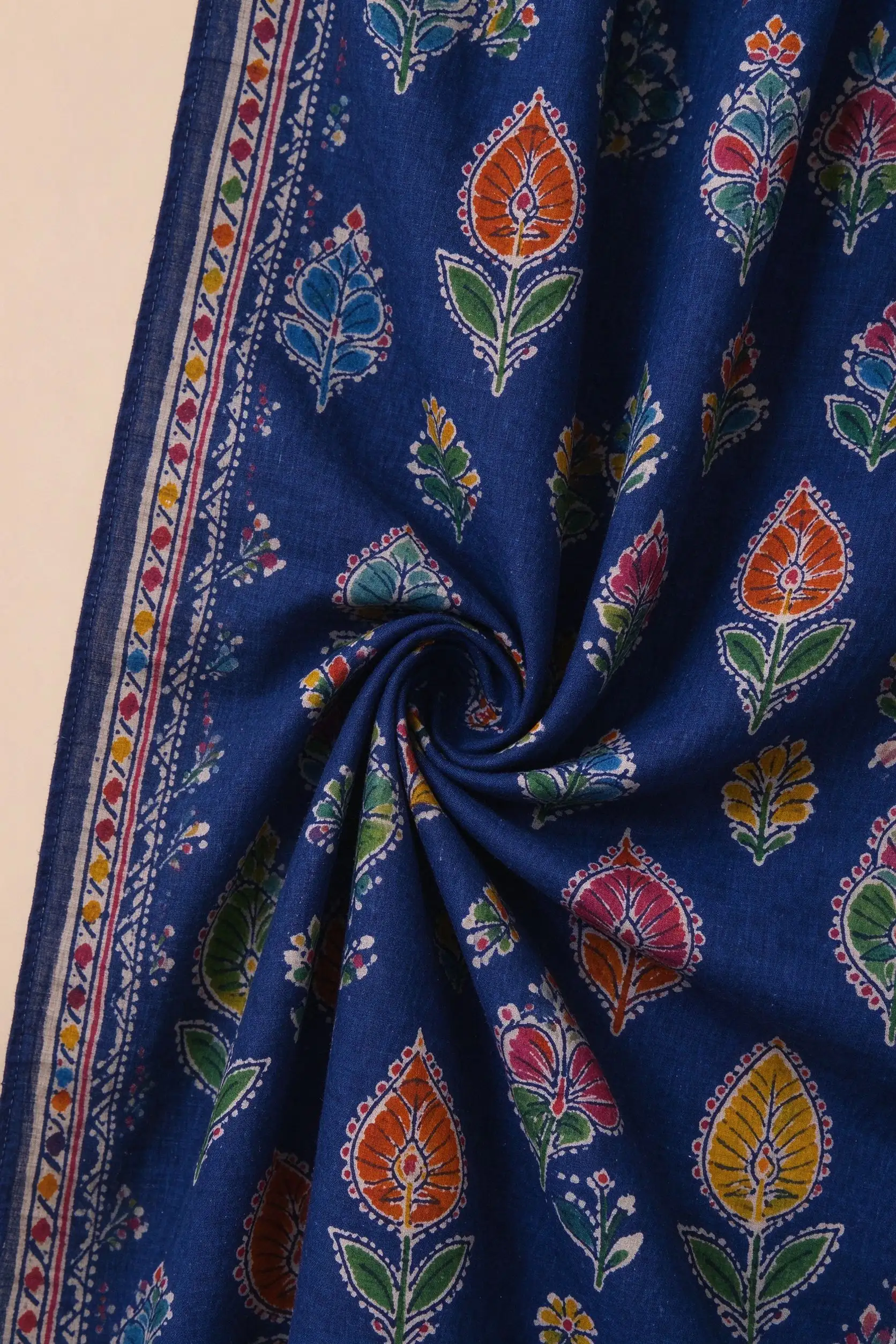 Cotton Block Print Dupatta - Indigo - image 6