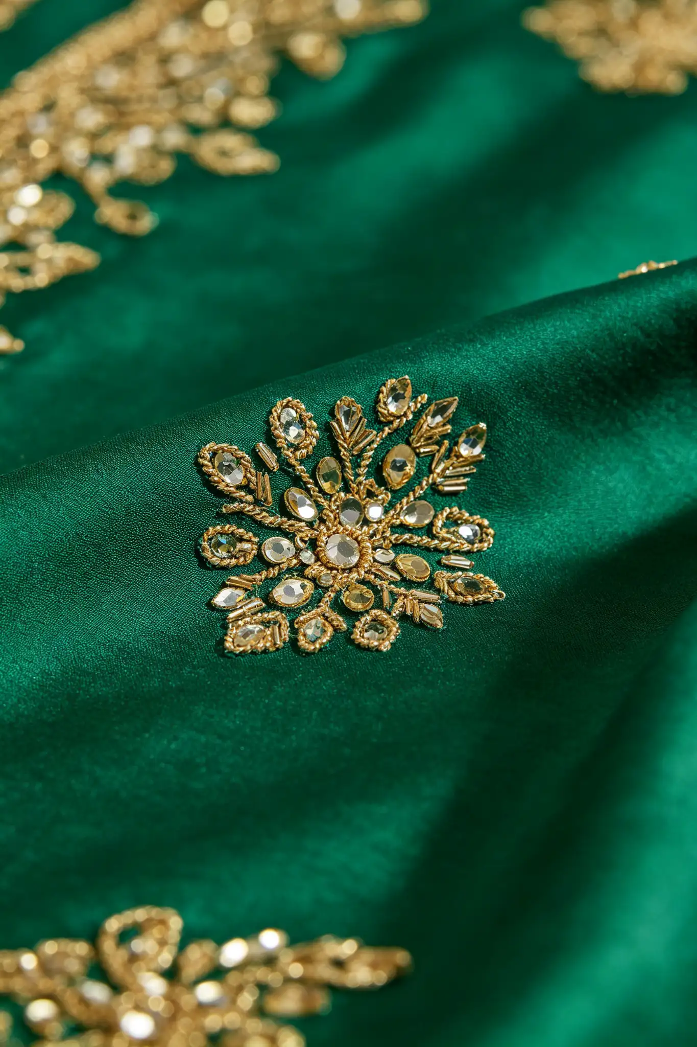 Emerald Green Embroidered Silk Kurta - Wedding - image 6