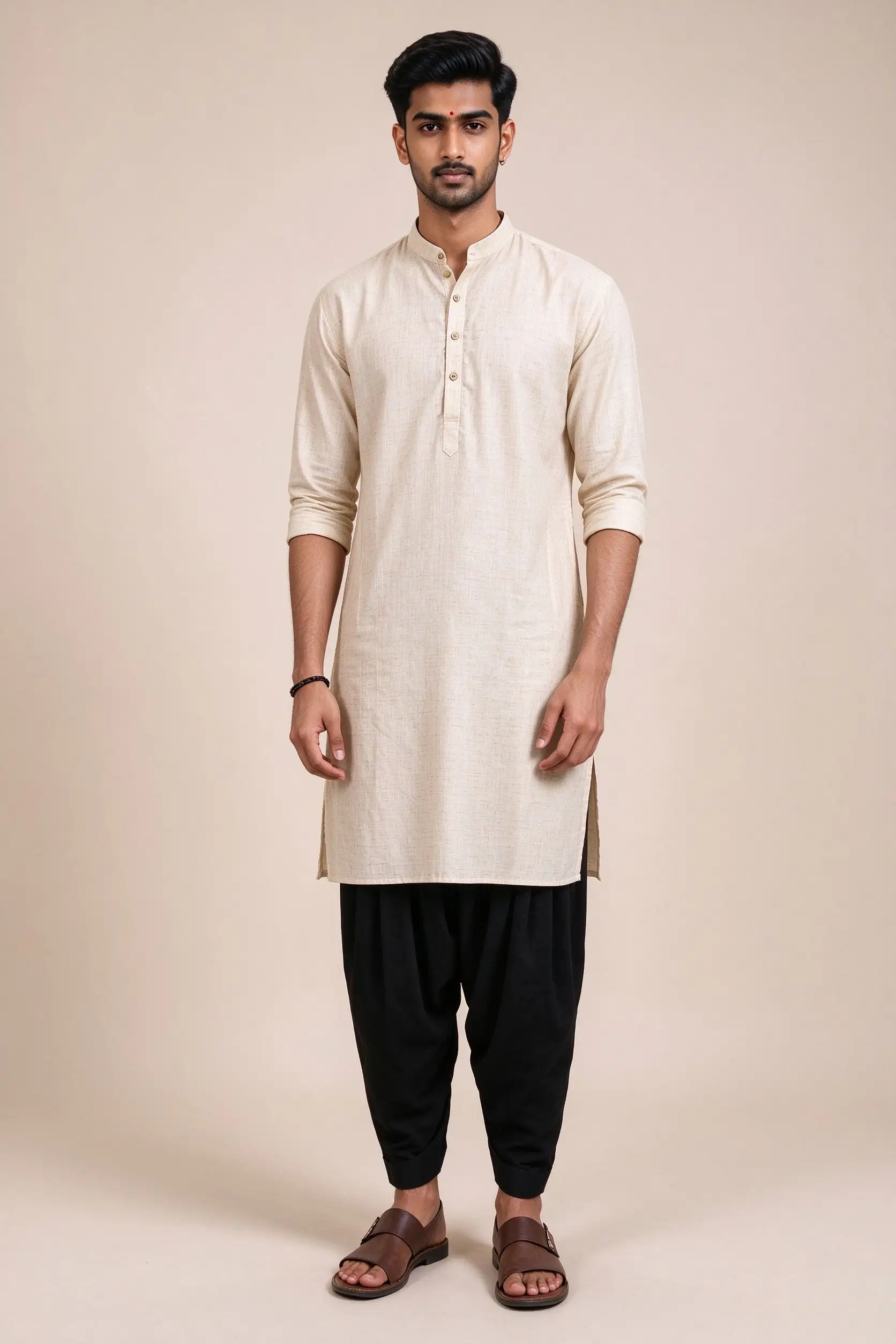 Black Cotton Dhoti Pants - Slim Fit - image 3
