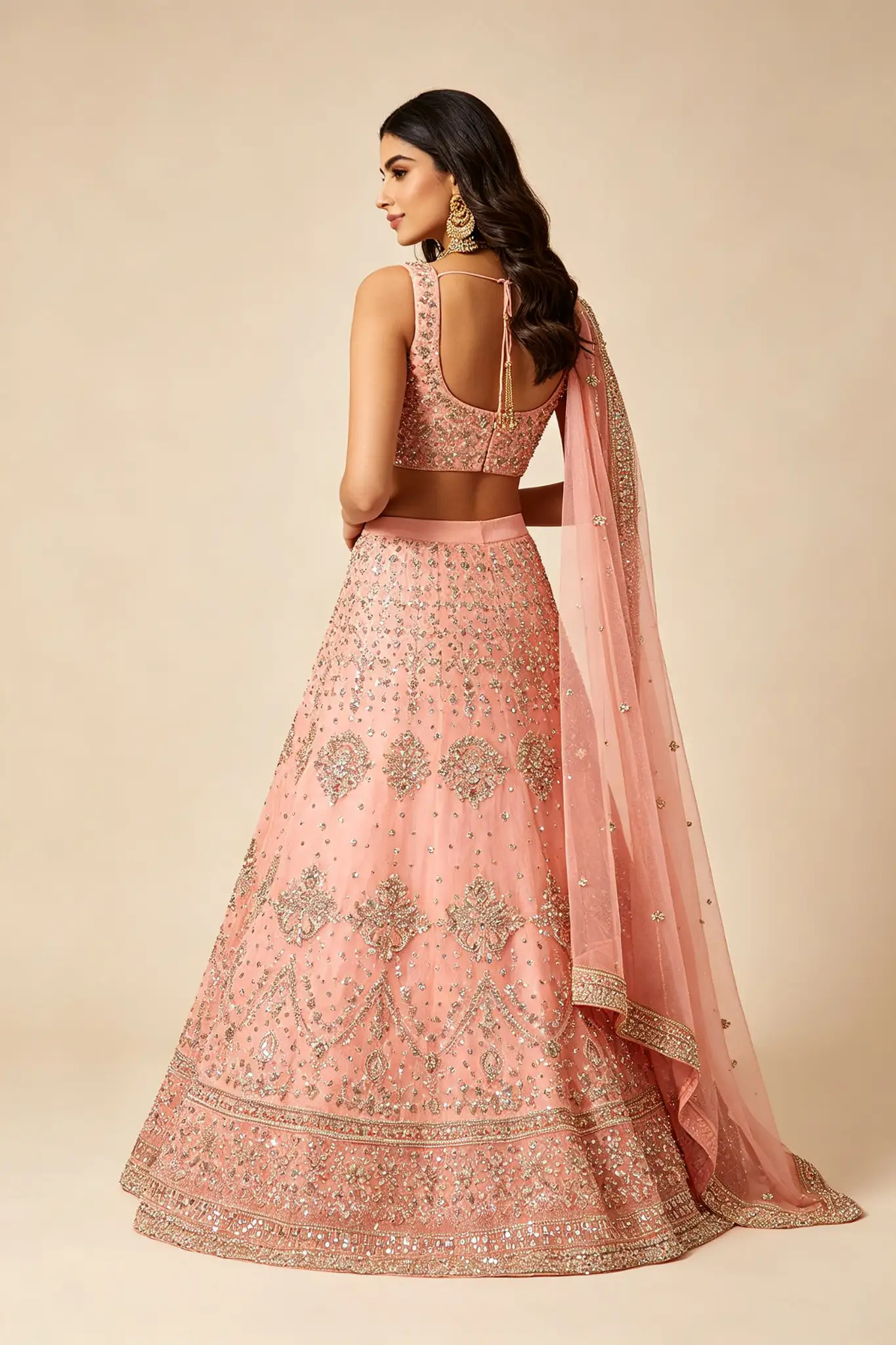 Pink Partywear Lehenga - Sequins - image 3
