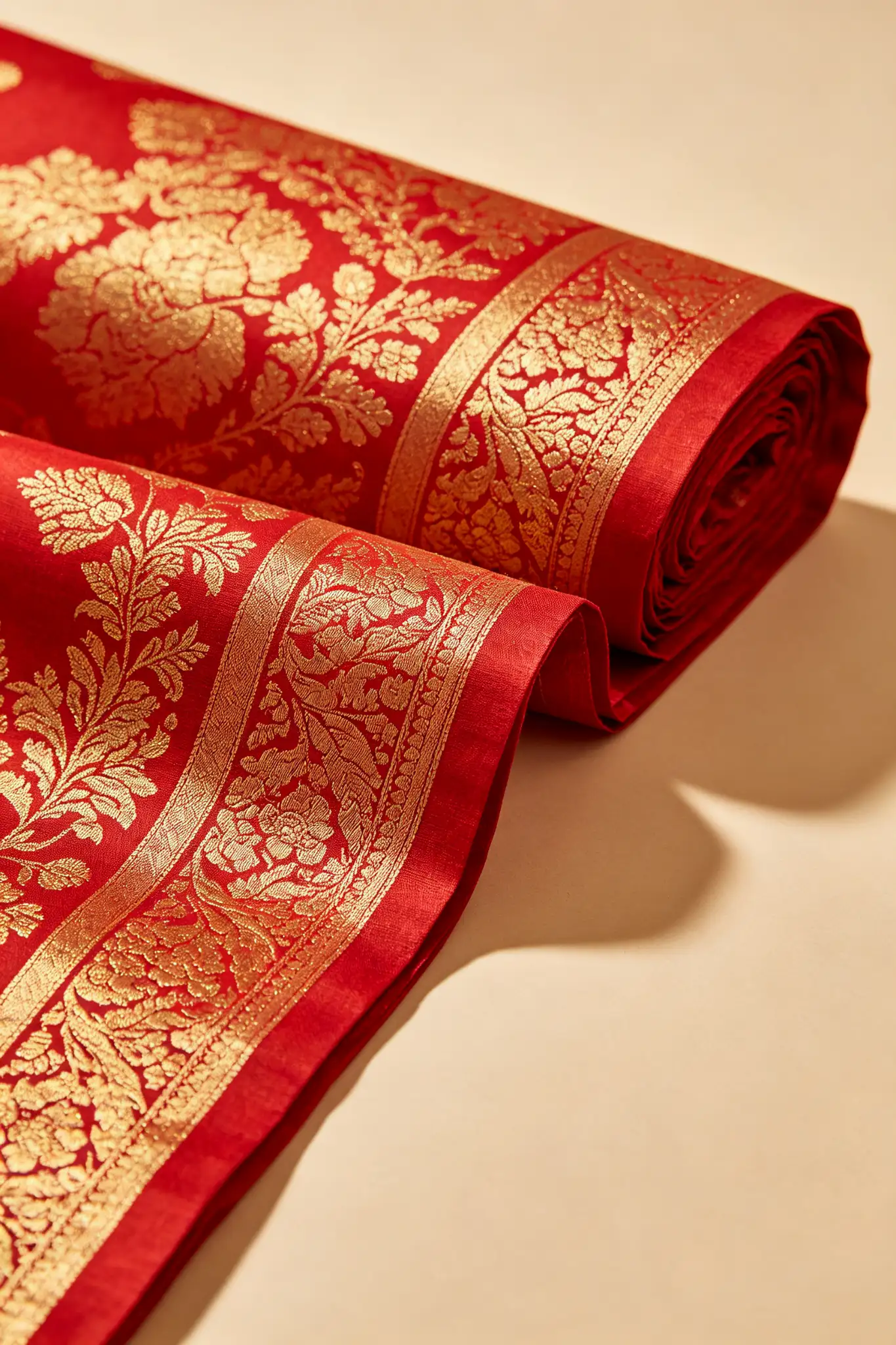 Banarasi Silk Saree - Gold & Red - image 6