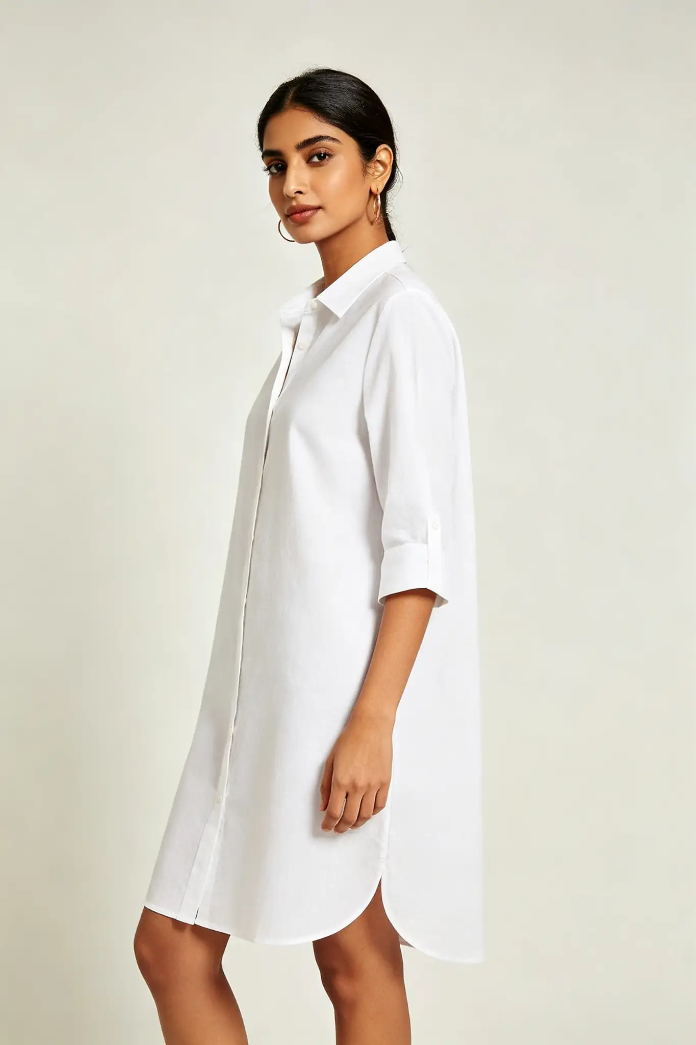 White Shirt Dress - Cotton - image 3