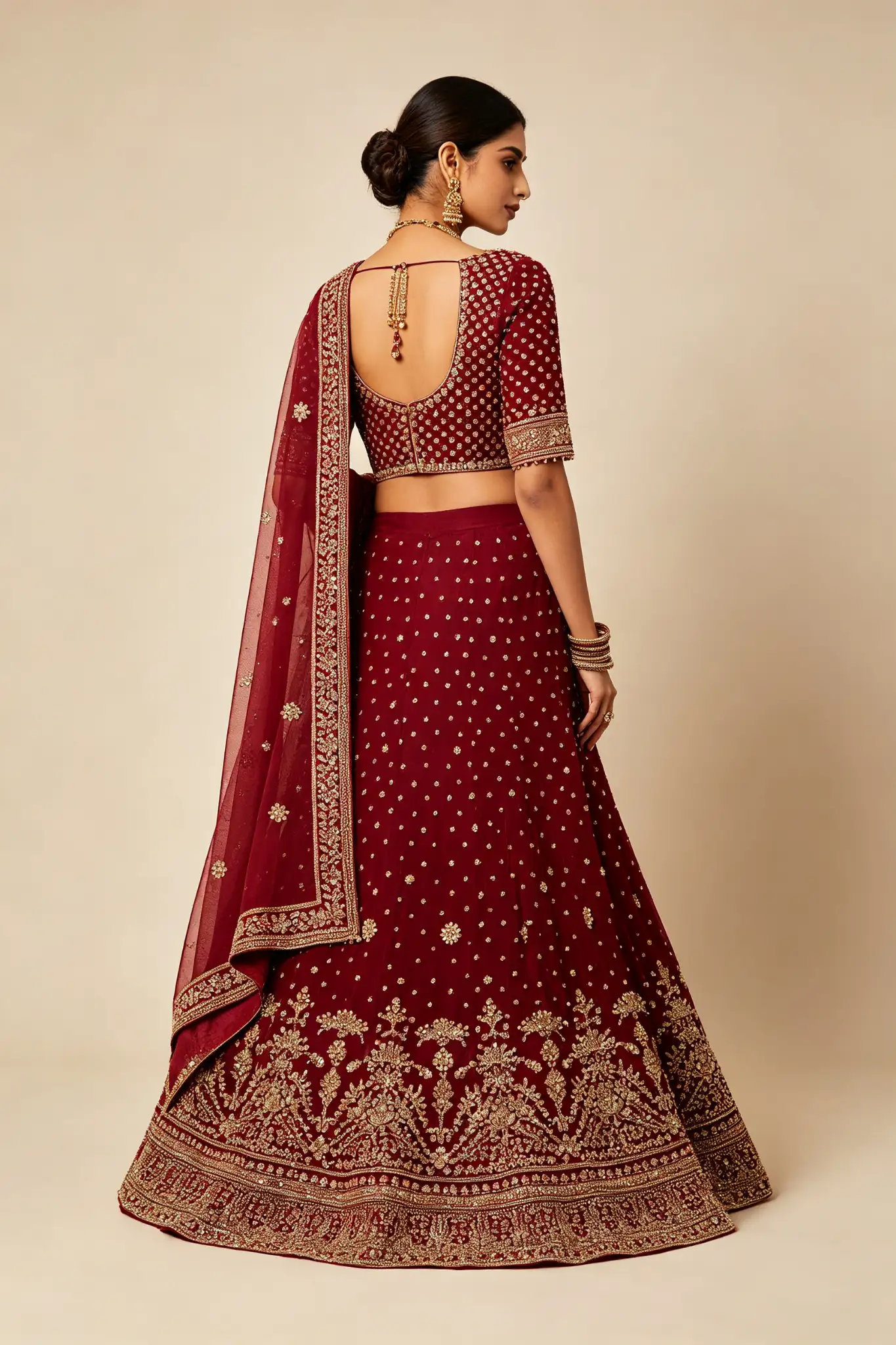 Wine Red Lehenga with Gotta Patti - image 4