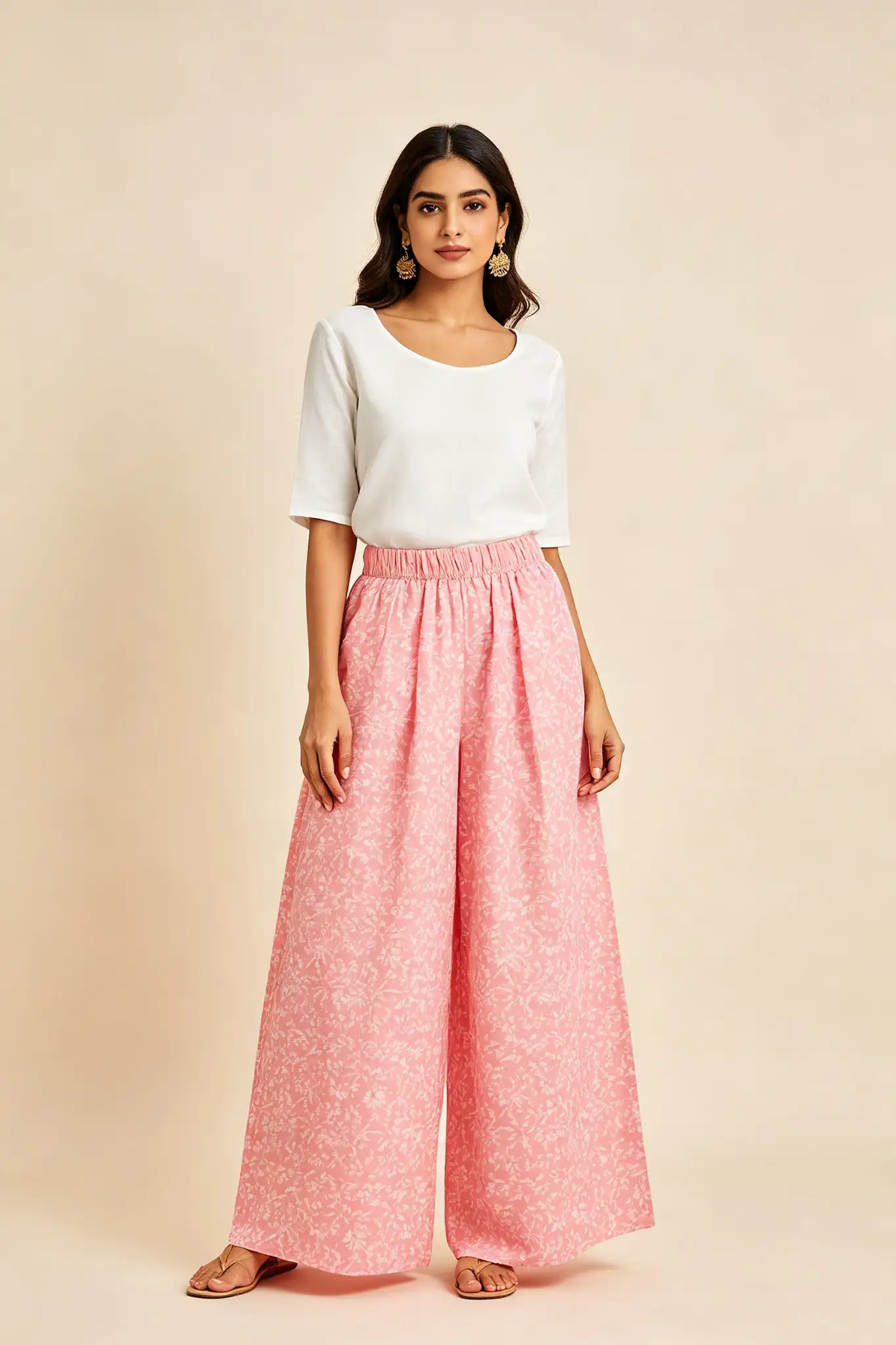 Pink Palazzo Pants - Print - image 2