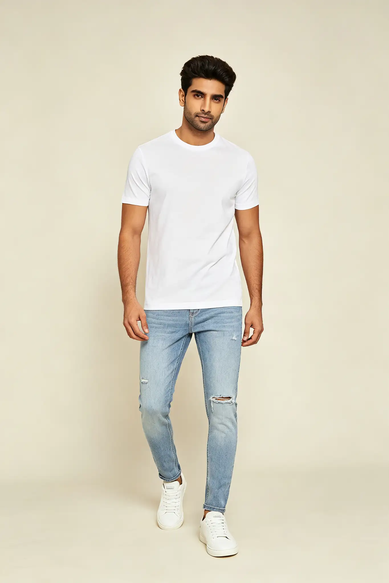 Light Blue Distressed Slim Jeans - image 2