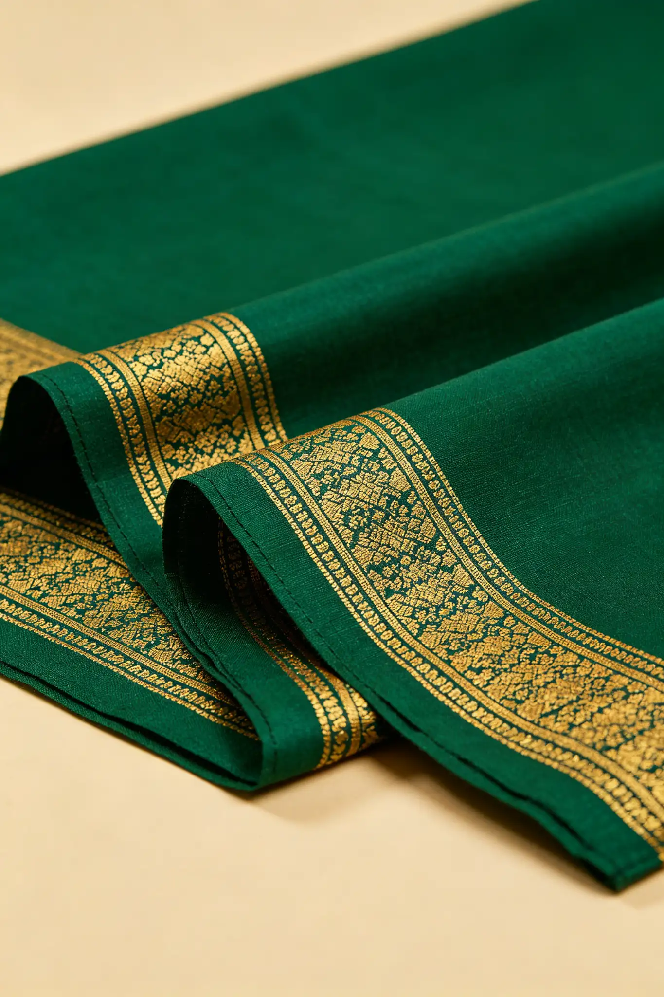 Kanjivaram Pure Silk Saree - Temple Green - image 5