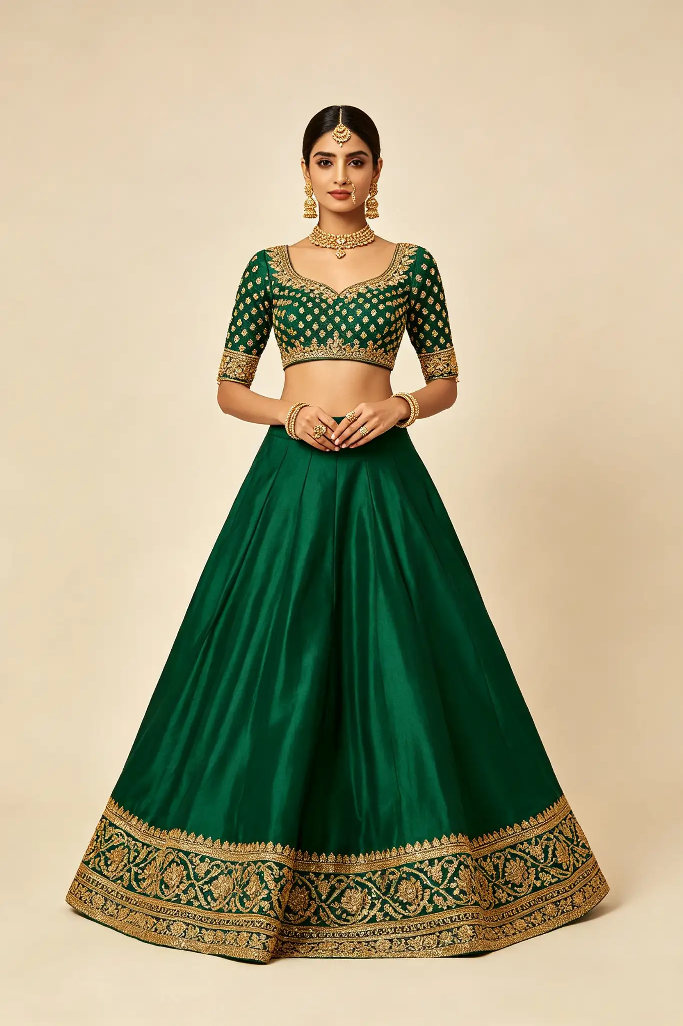 Emerald Green Lehenga - Festive - image 2