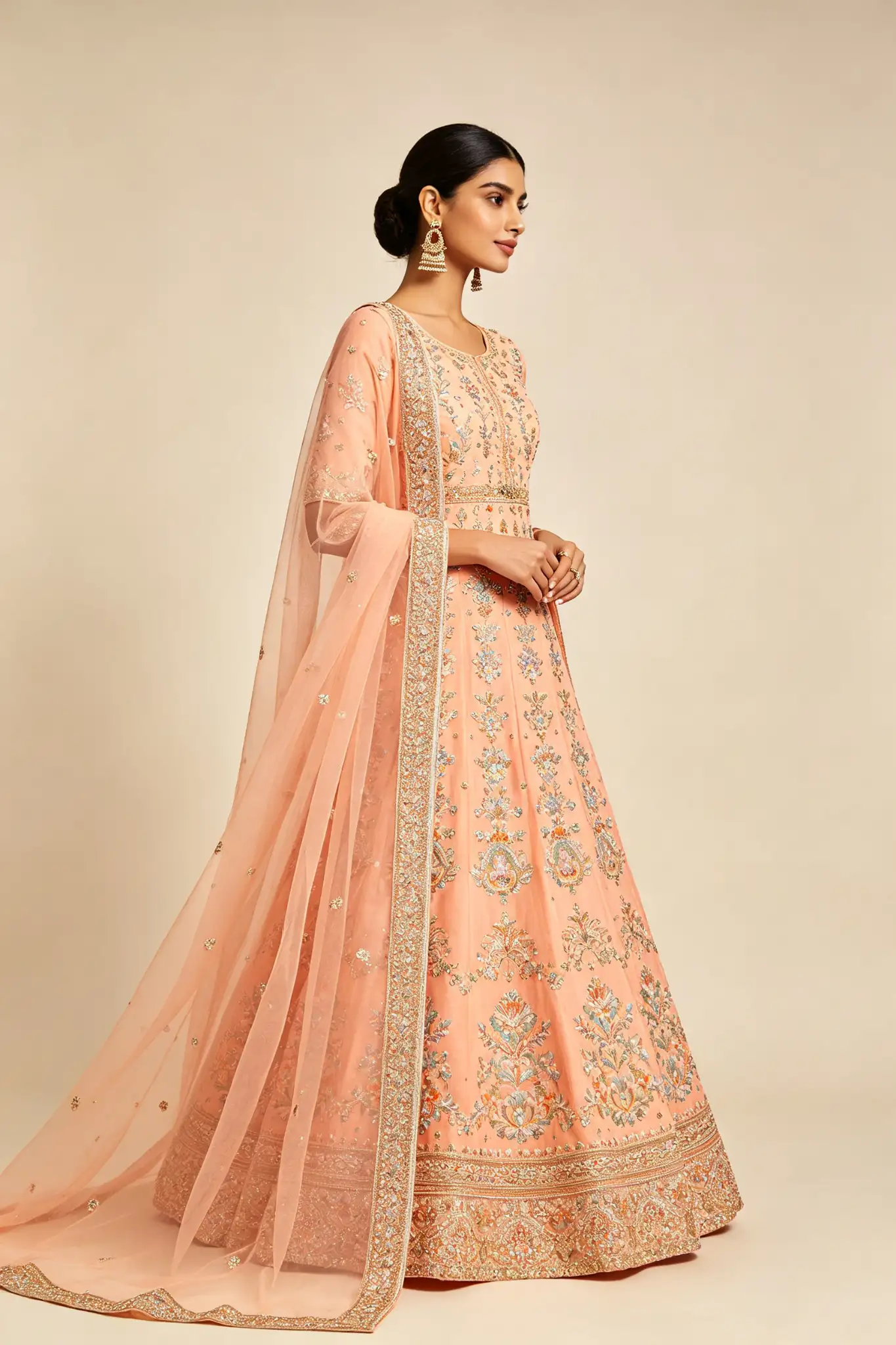 Peach Anarkali Suit - Reception - image 2
