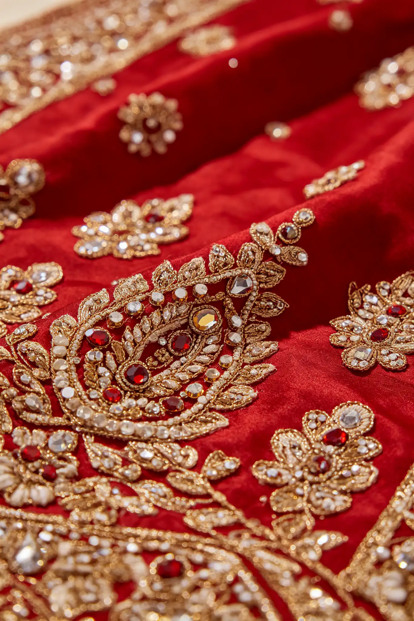 Red Heavy Embroidered Wedding Suit - image 5