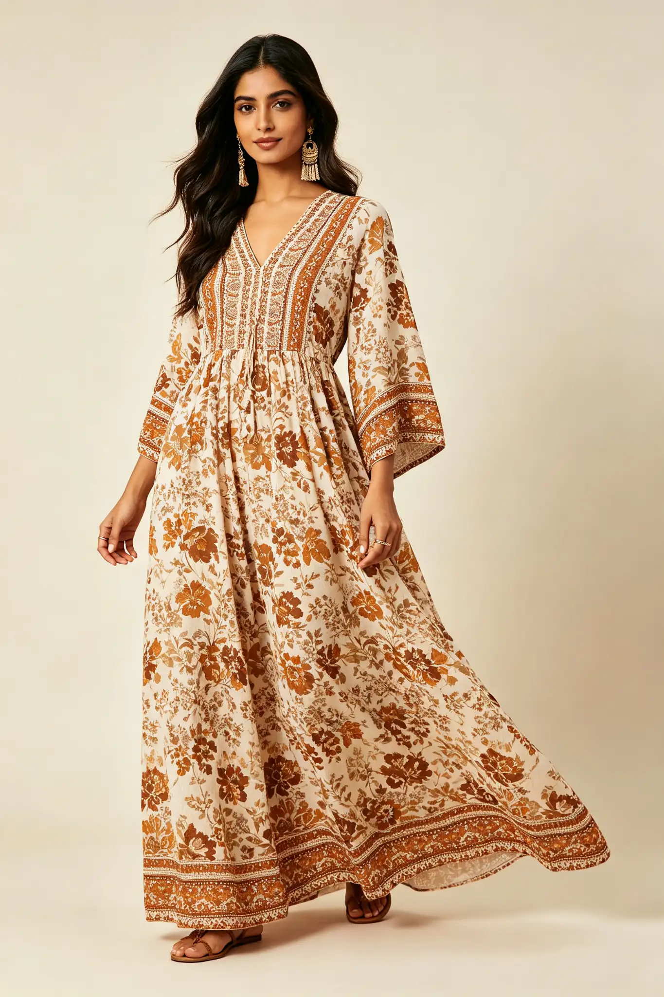 Printed Maxi Dress - Boho - image 2