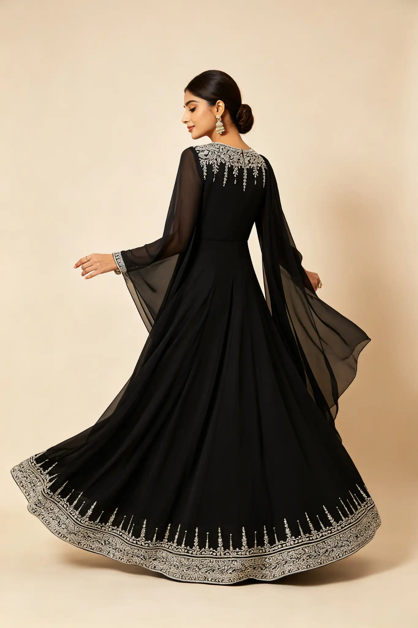 Black Georgette Anarkali - Partywear - image 4