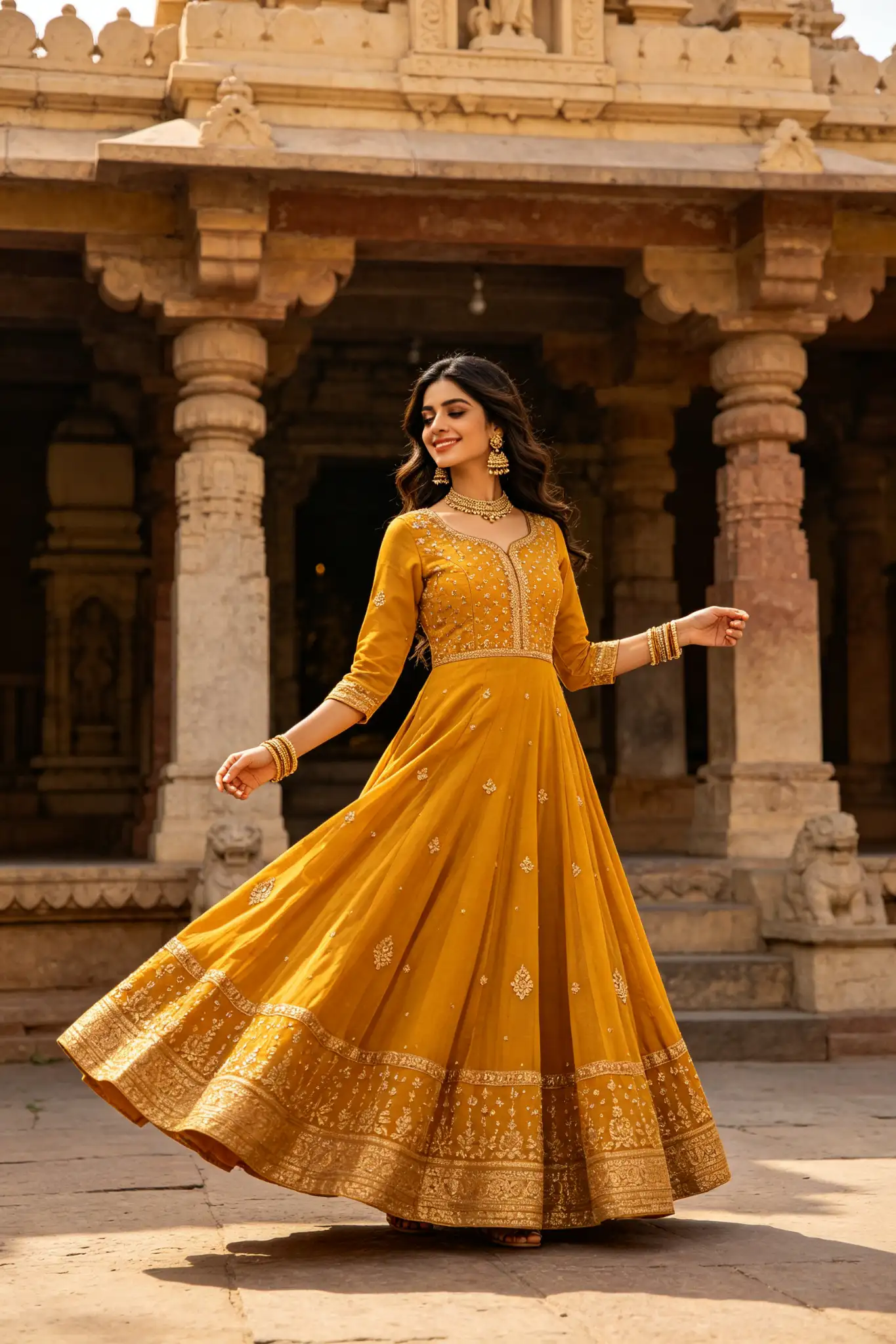 Mustard Yellow Anarkali Dress - image 1