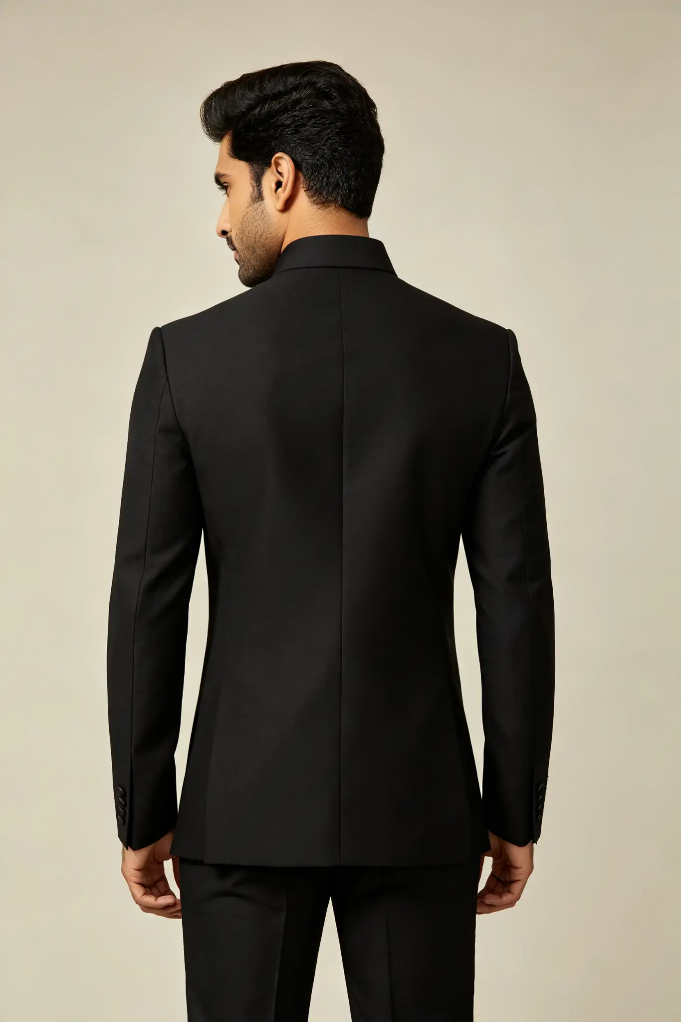 Black Slim Fit Embroidered Sherwani - Party - image 4