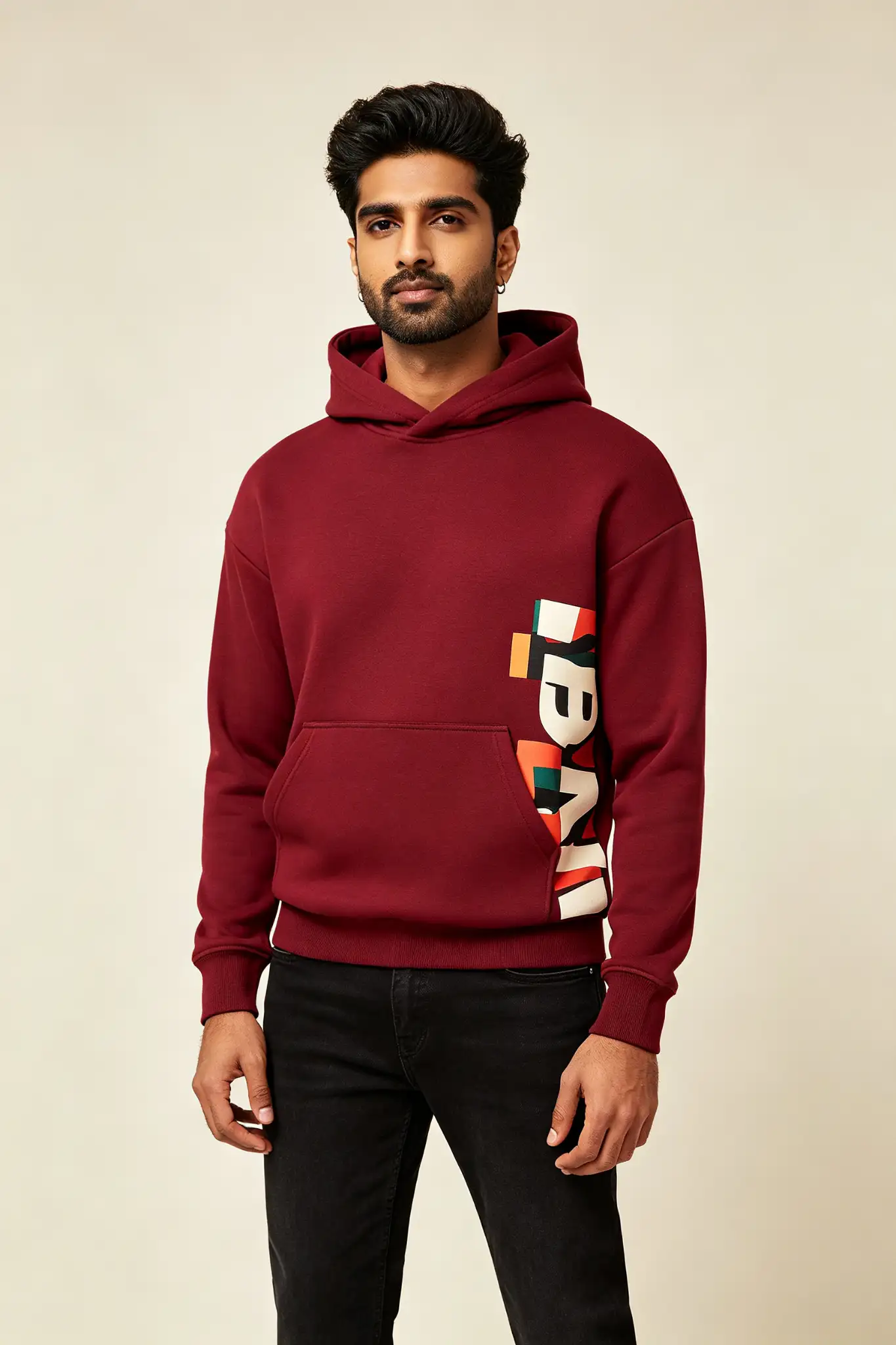 Maroon Graphic Print Hoodie - image 3