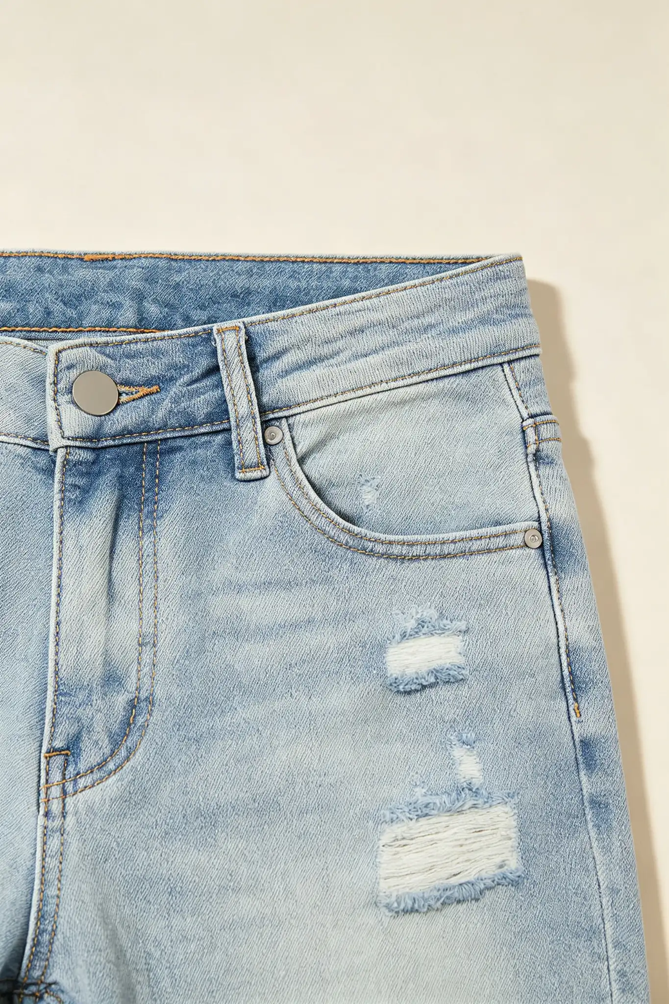 Distressed Mom Jeans - Light Wash - image 6