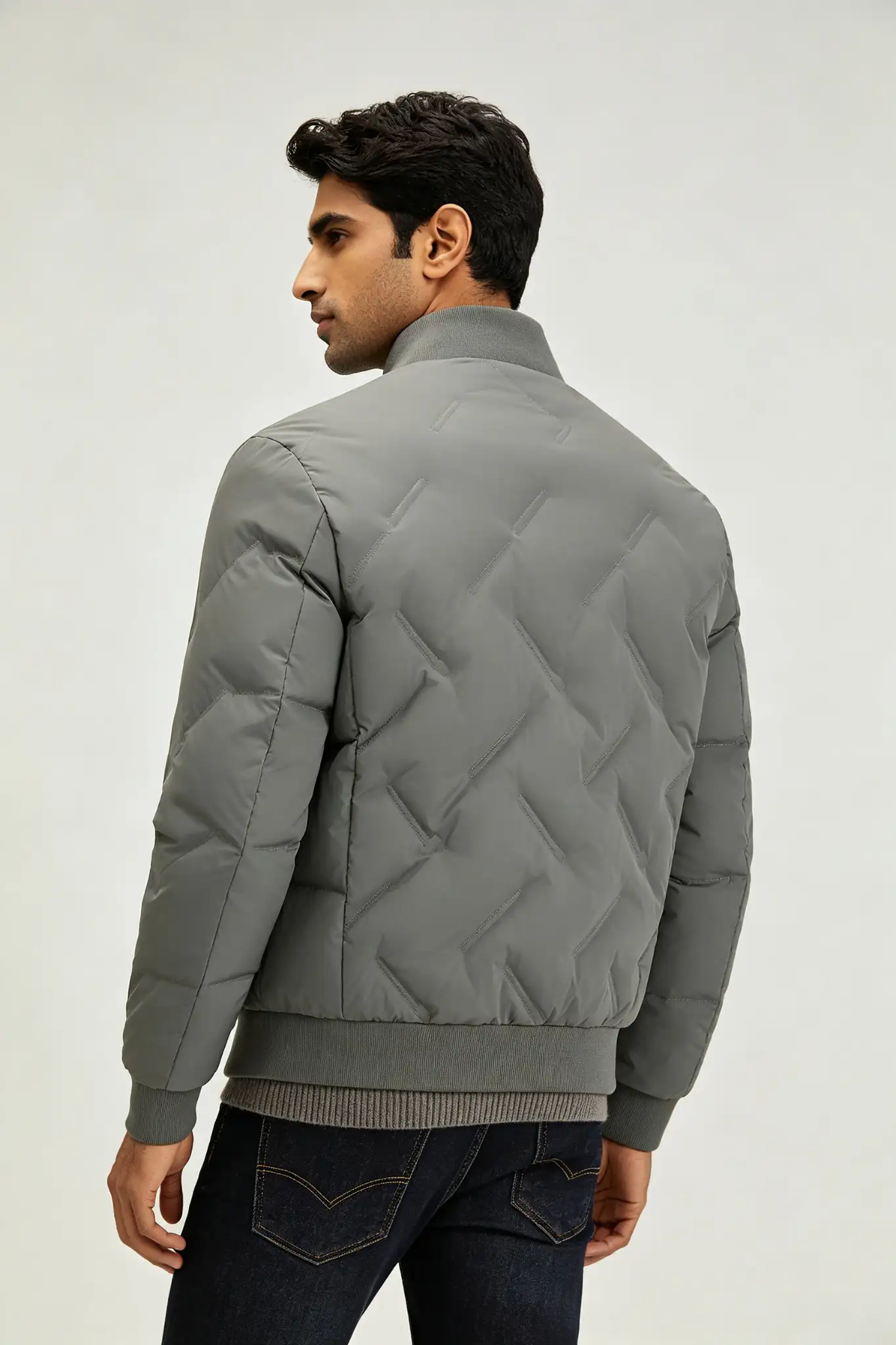 Grey Quilted Puffer Jacket - Winter - image 4