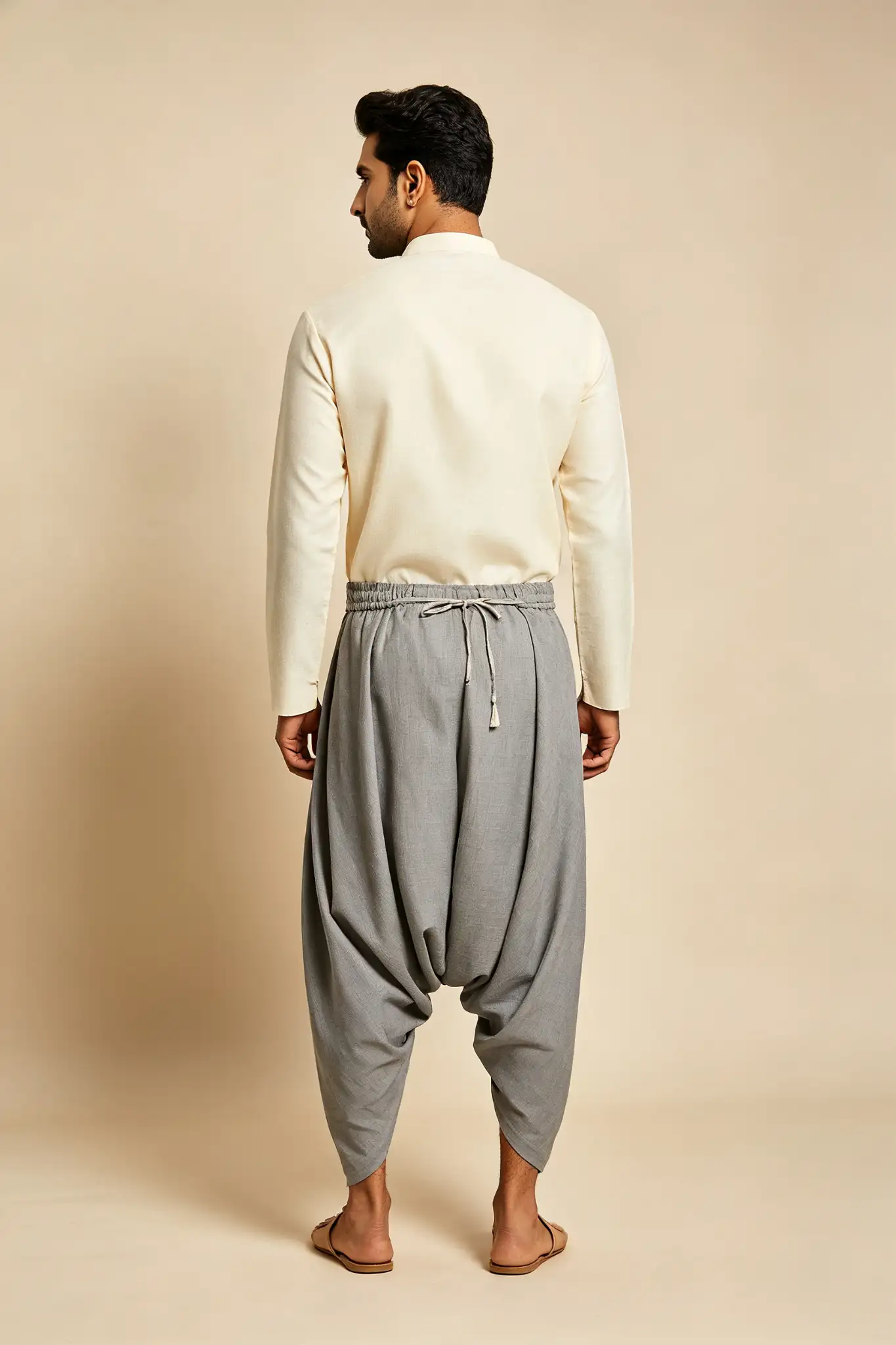 Grey Cotton Dhoti with Pocket - Utility - image 4