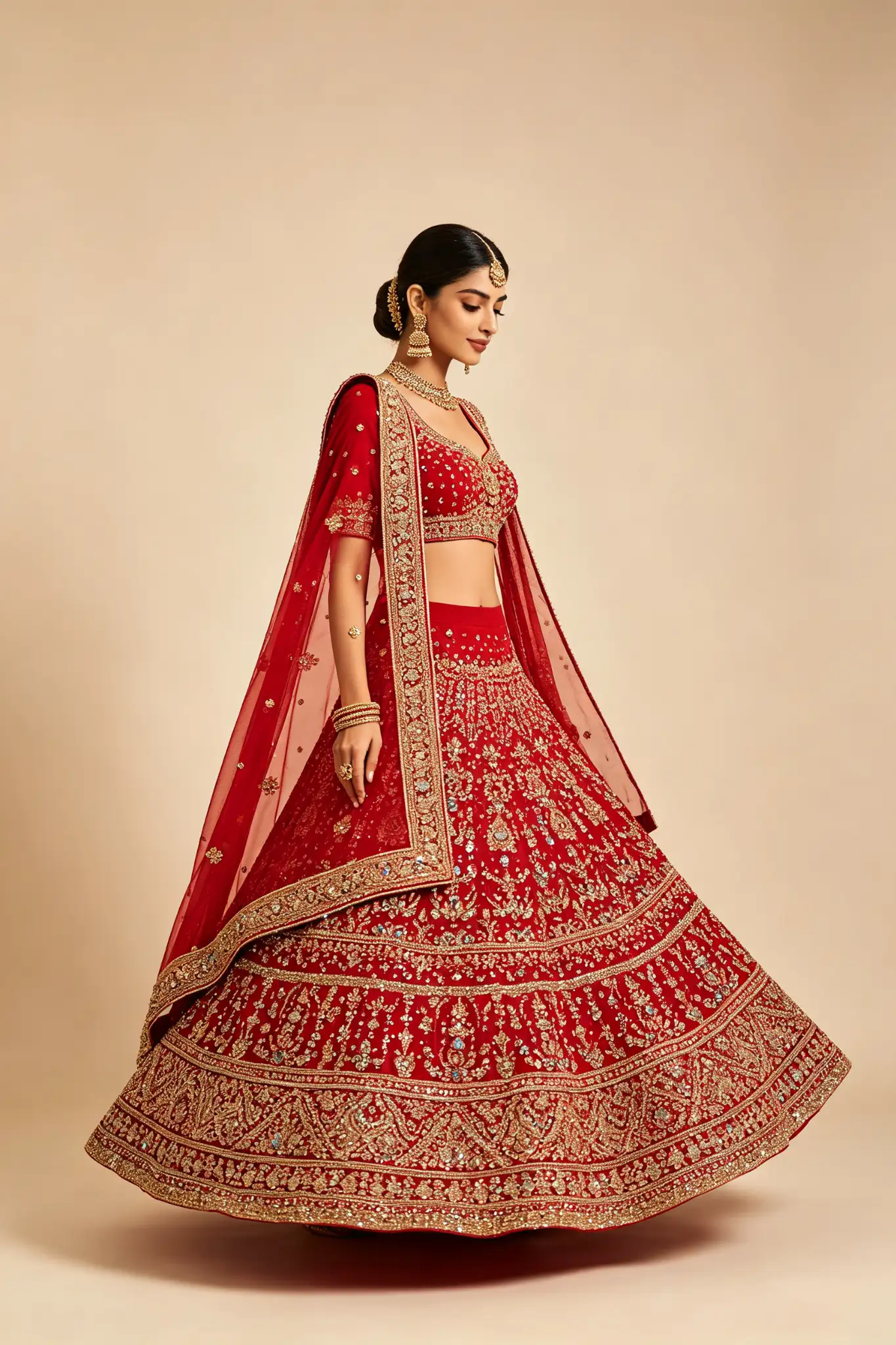 Bridal Red Lehenga Choli - Heavy Embroidery - image 3