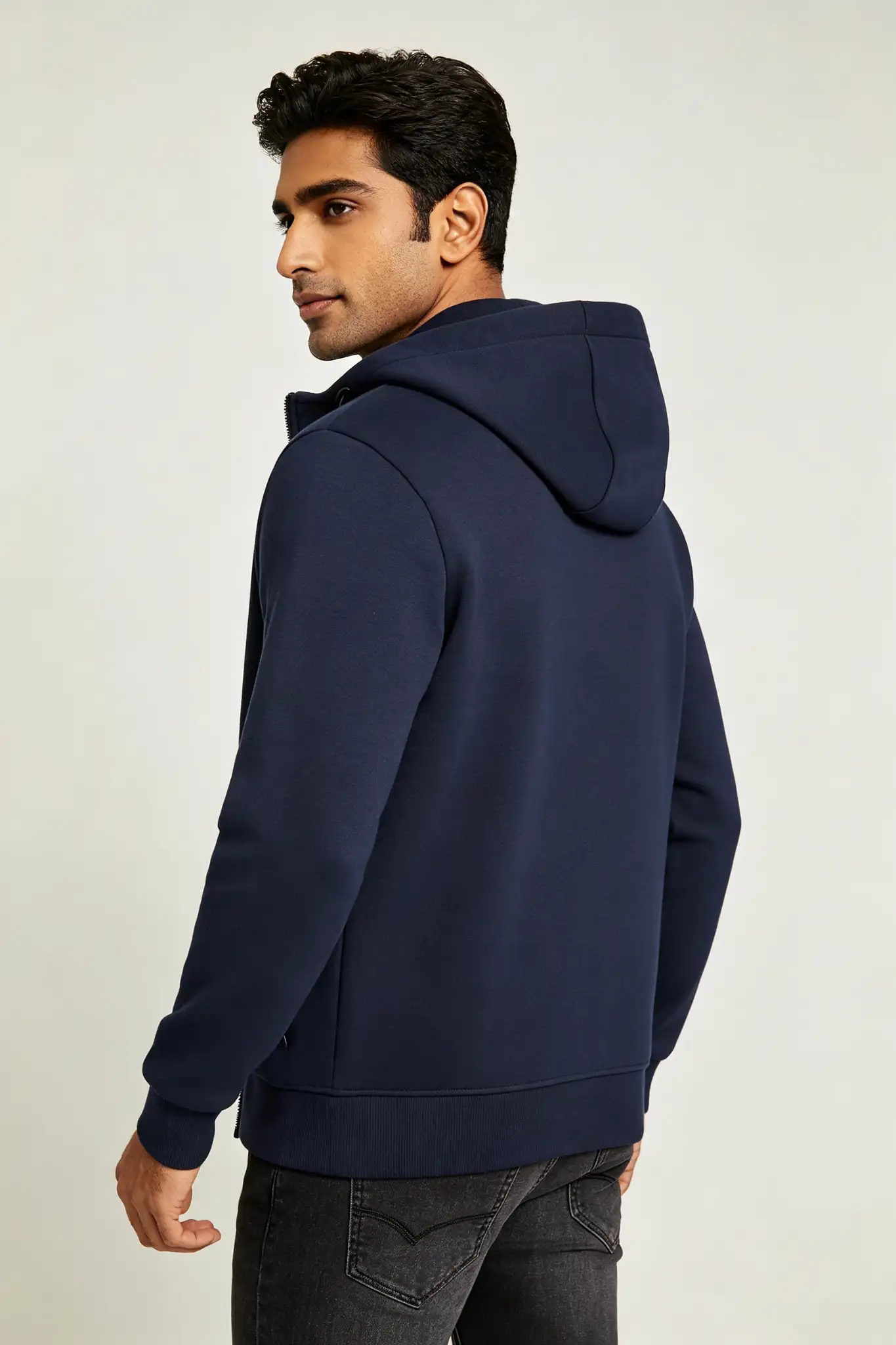 Navy Blue Zip-Up Hoodie - image 4